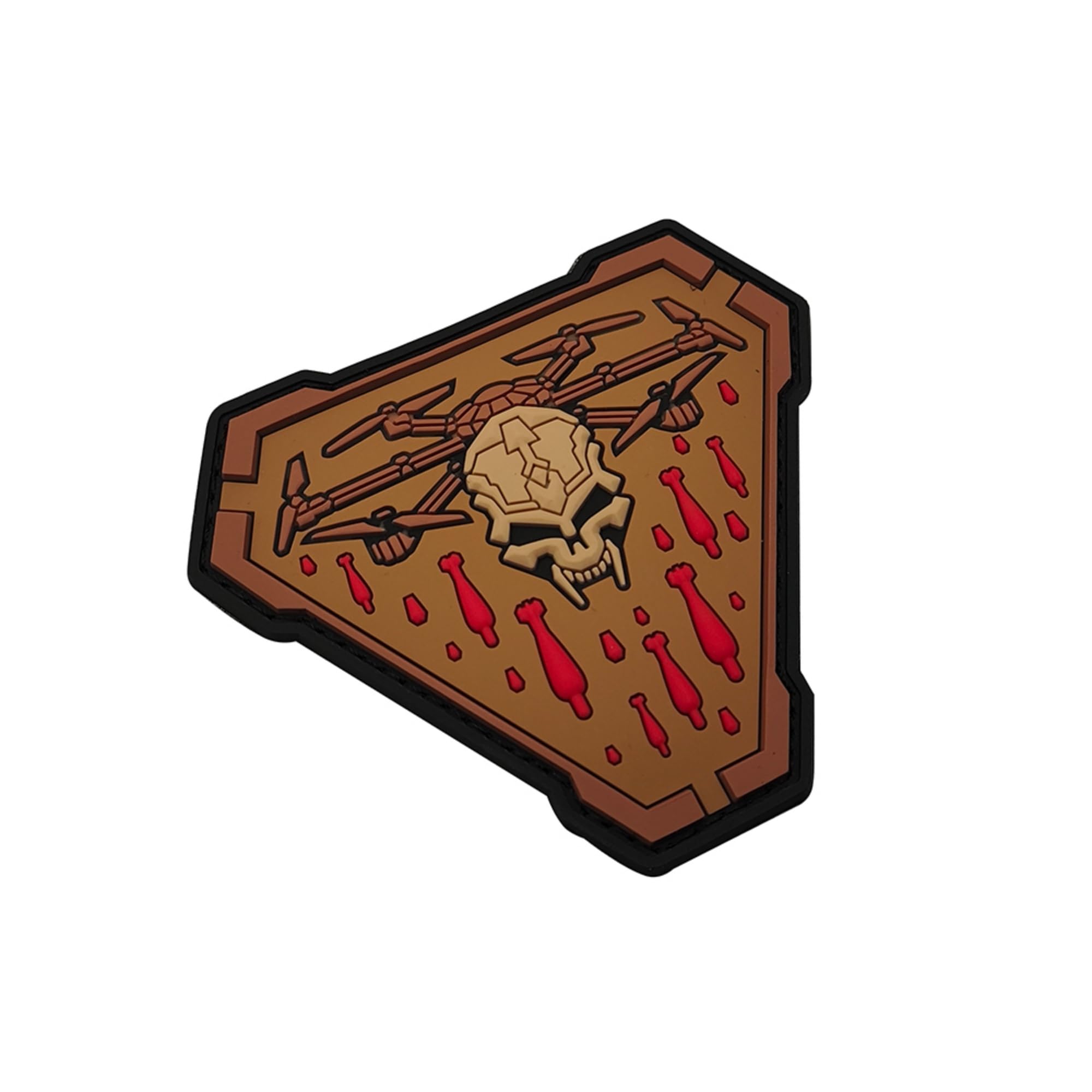 Smola-313 Tactical Drone Skull PVC Morale Patches, Military Style Triangle Patches with Hook and Loop Backing, 3.35 x 2.95 Inches (Khaki) - Image 7