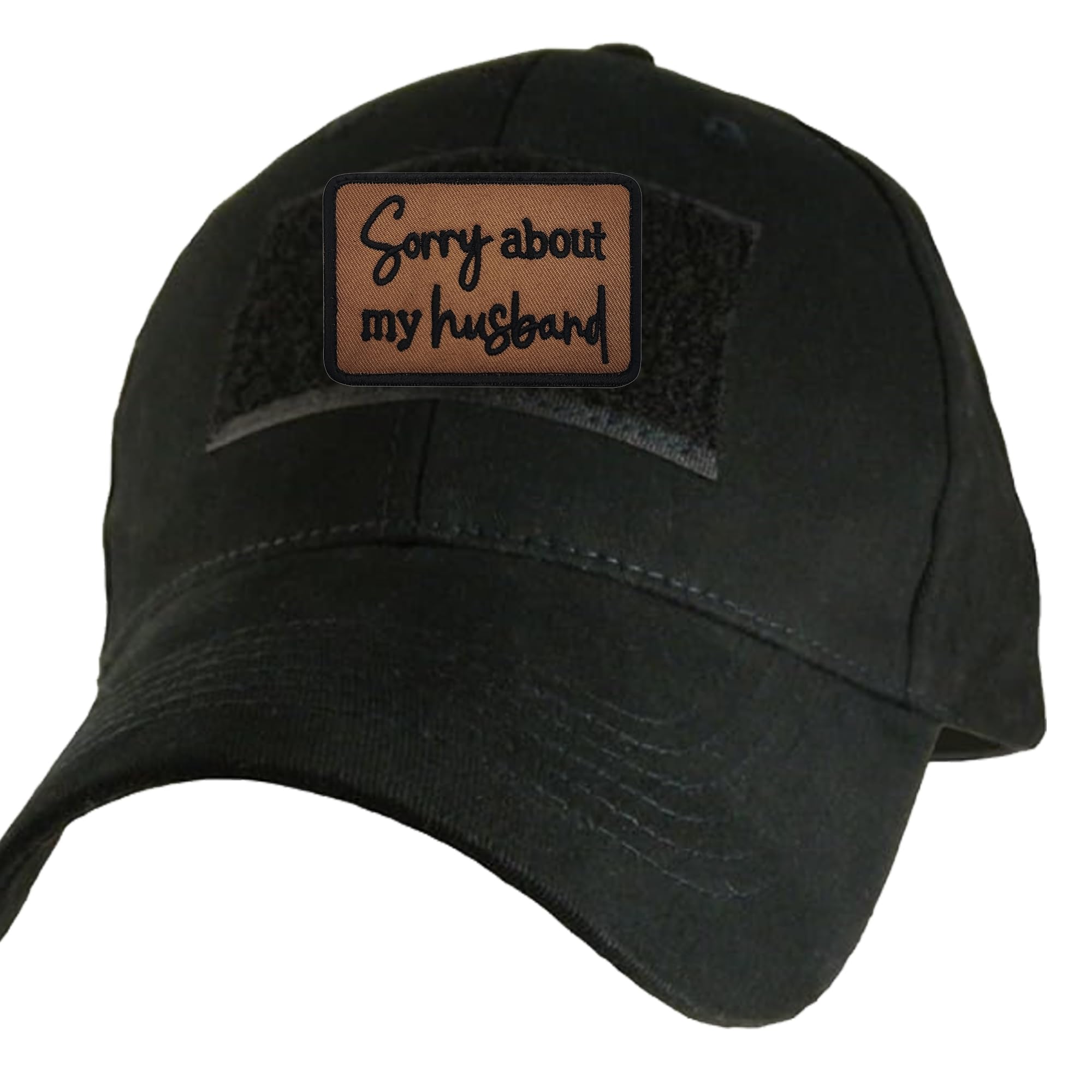 Sorry About My Husband Embroidered Patches, 3.35 x 2.28 Inch, Brown and Black, Hook and Loop Backing, 2-Pack - Image 4