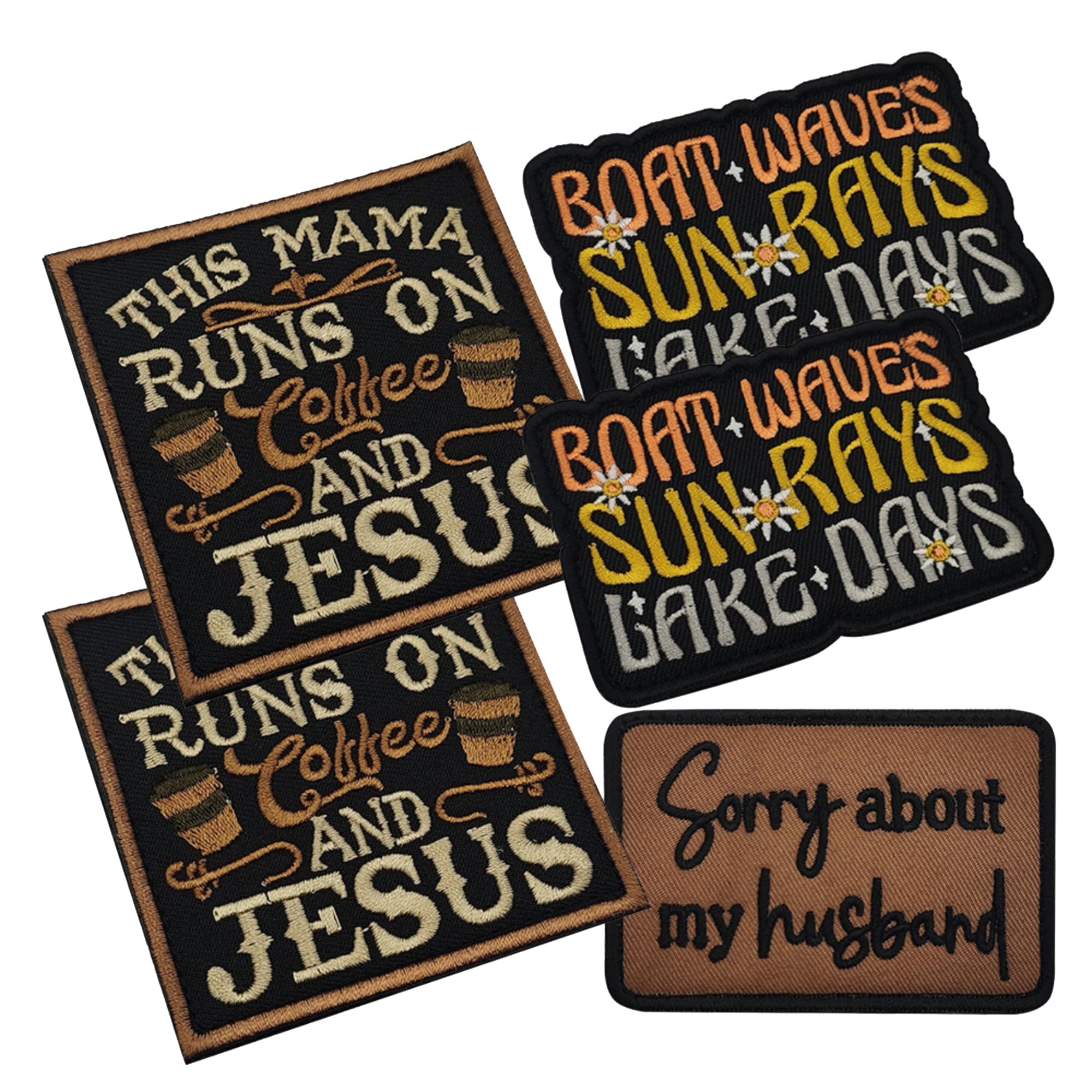 Sorry About My Husband Embroidered Patches, 3.35 x 2.28 Inch, Brown and Black, Hook and Loop Backing, 2-Pack - Image 9