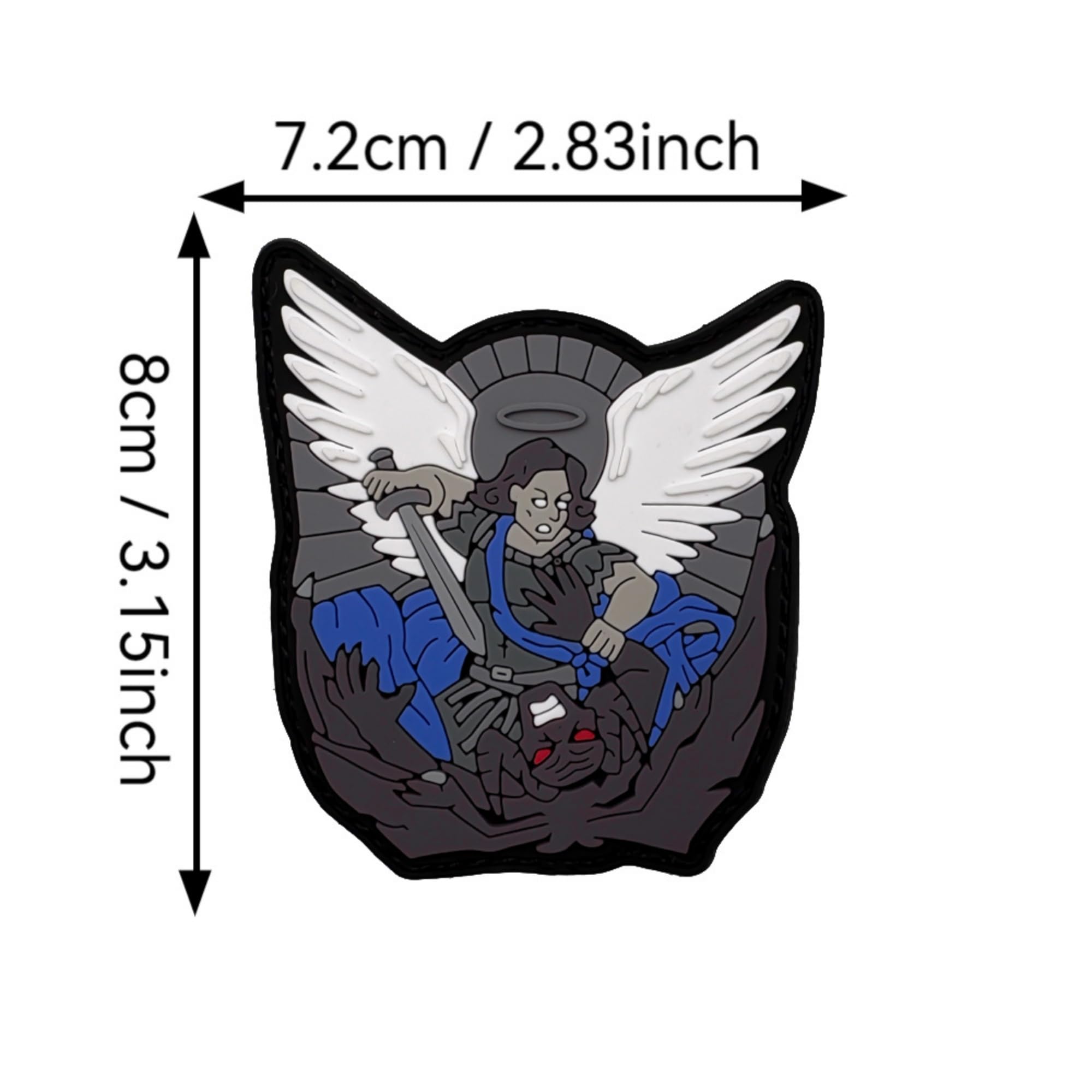 St. Michael Tactical PVC Morale Patch Set, Angel Wings Design, Hook and Loop Backing, Gold and Gray Versions, Military Style Armband Badges Appliques - Image 3