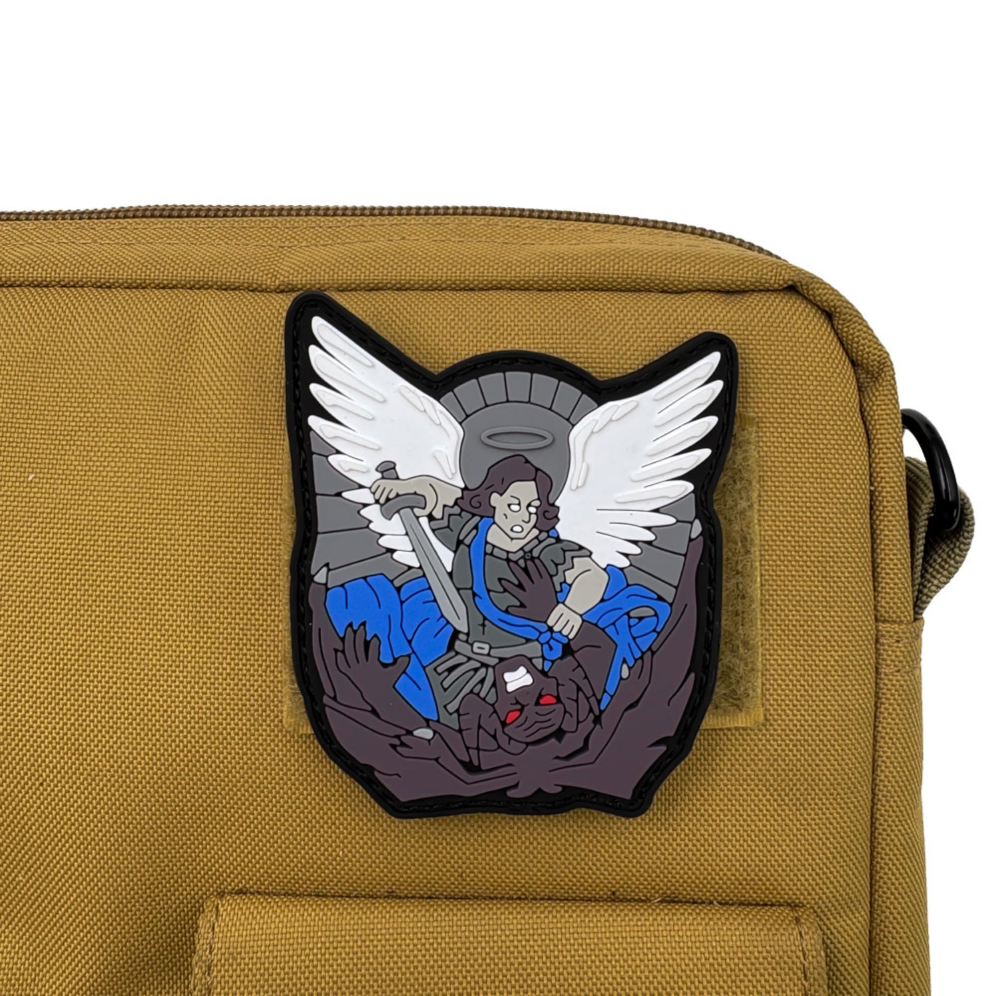 St. Michael Tactical PVC Morale Patch Set, Angel Wings Design, Hook and Loop Backing, Gold and Gray Versions, Military Style Armband Badges Appliques - Image 6
