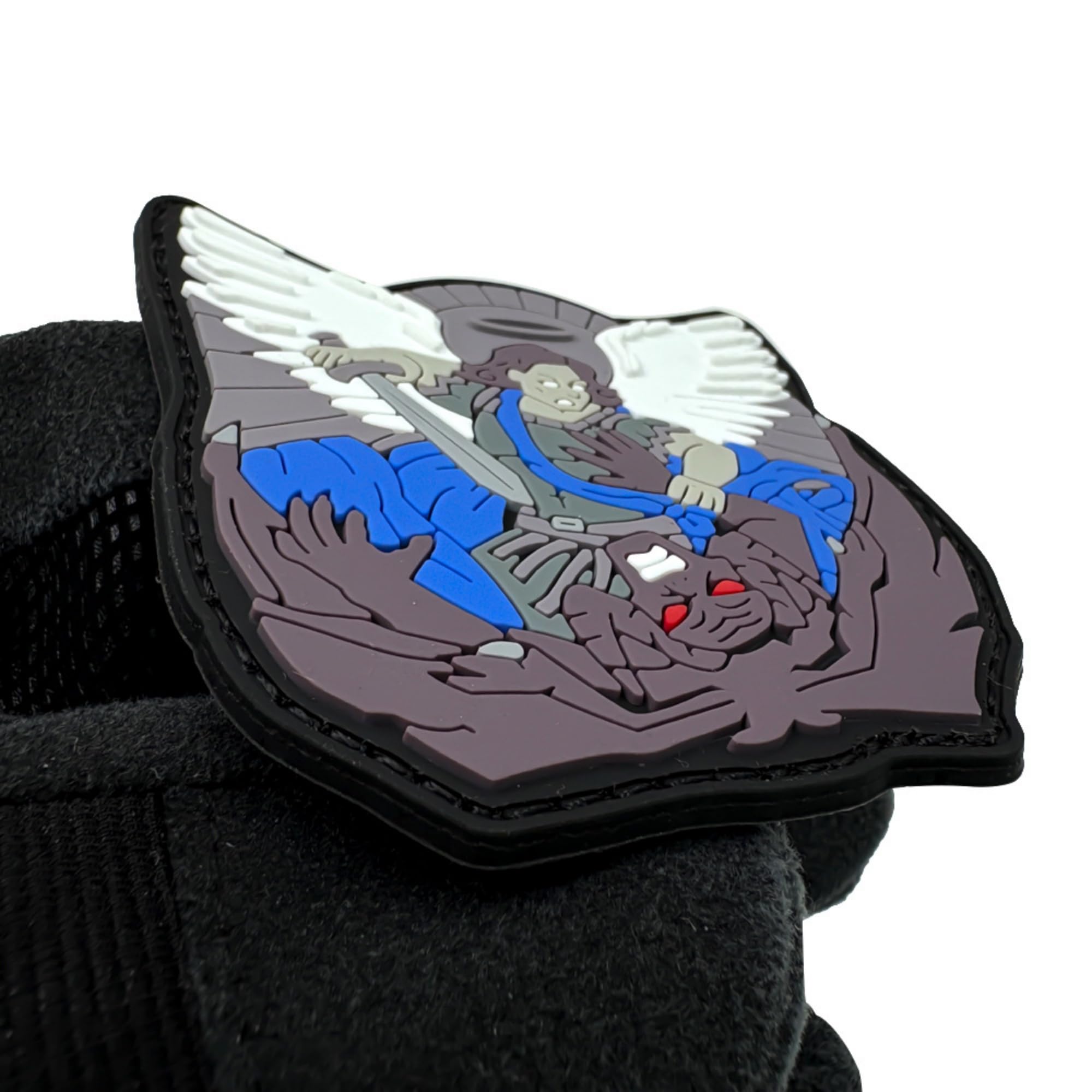 St. Michael Tactical PVC Morale Patch Set, Angel Wings Design, Hook and Loop Backing, Gold and Gray Versions, Military Style Armband Badges Appliques - Image 7