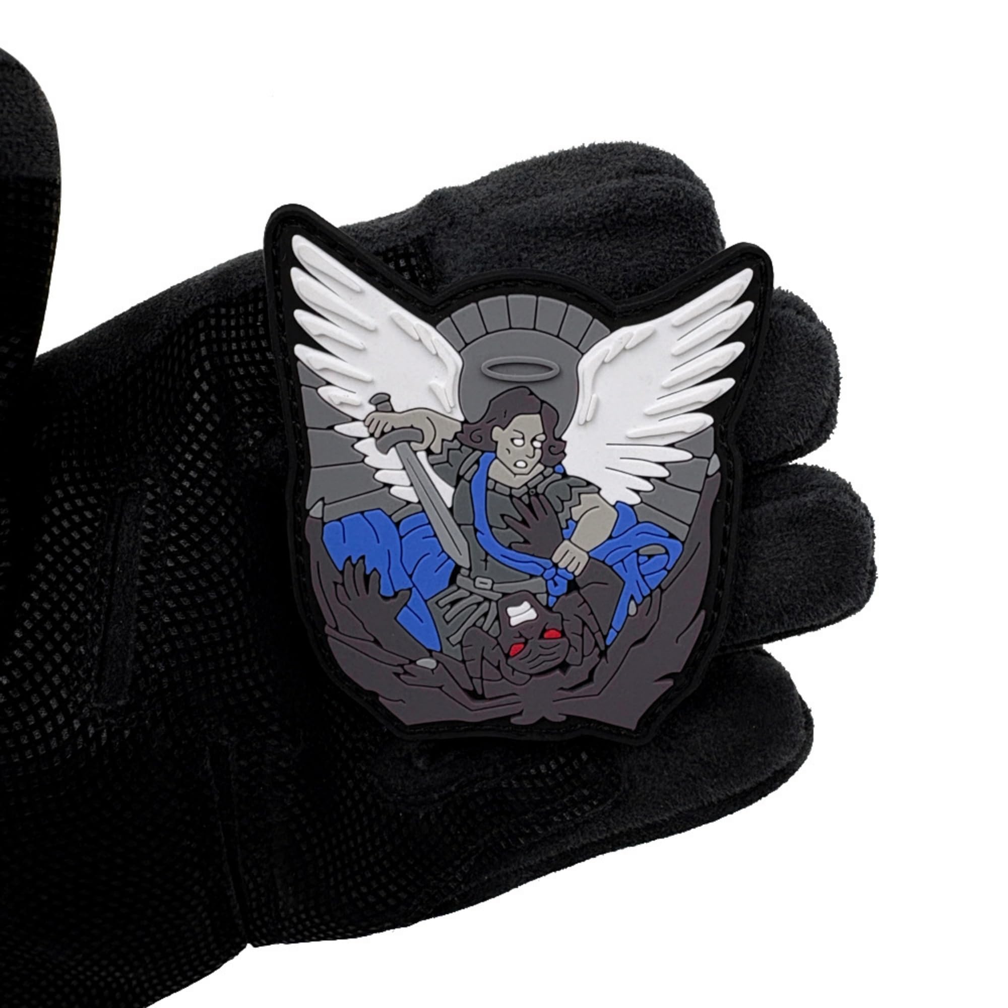 St. Michael Tactical PVC Morale Patch Set, Angel Wings Design, Hook and Loop Backing, Gold and Gray Versions, Military Style Armband Badges Appliques - Image 8
