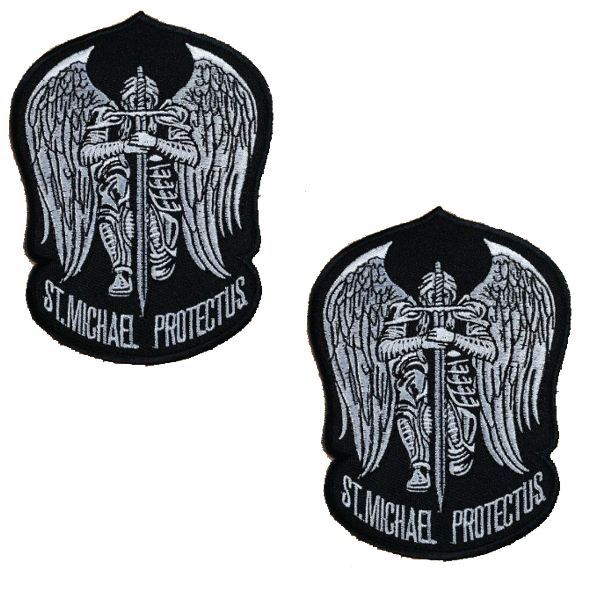 St. Saint Michael Protect Us Embroidered Patch Tactical Military Army Operator Patches with Hook and Loop Fasteners Backing 3.54 x 4.72 inches