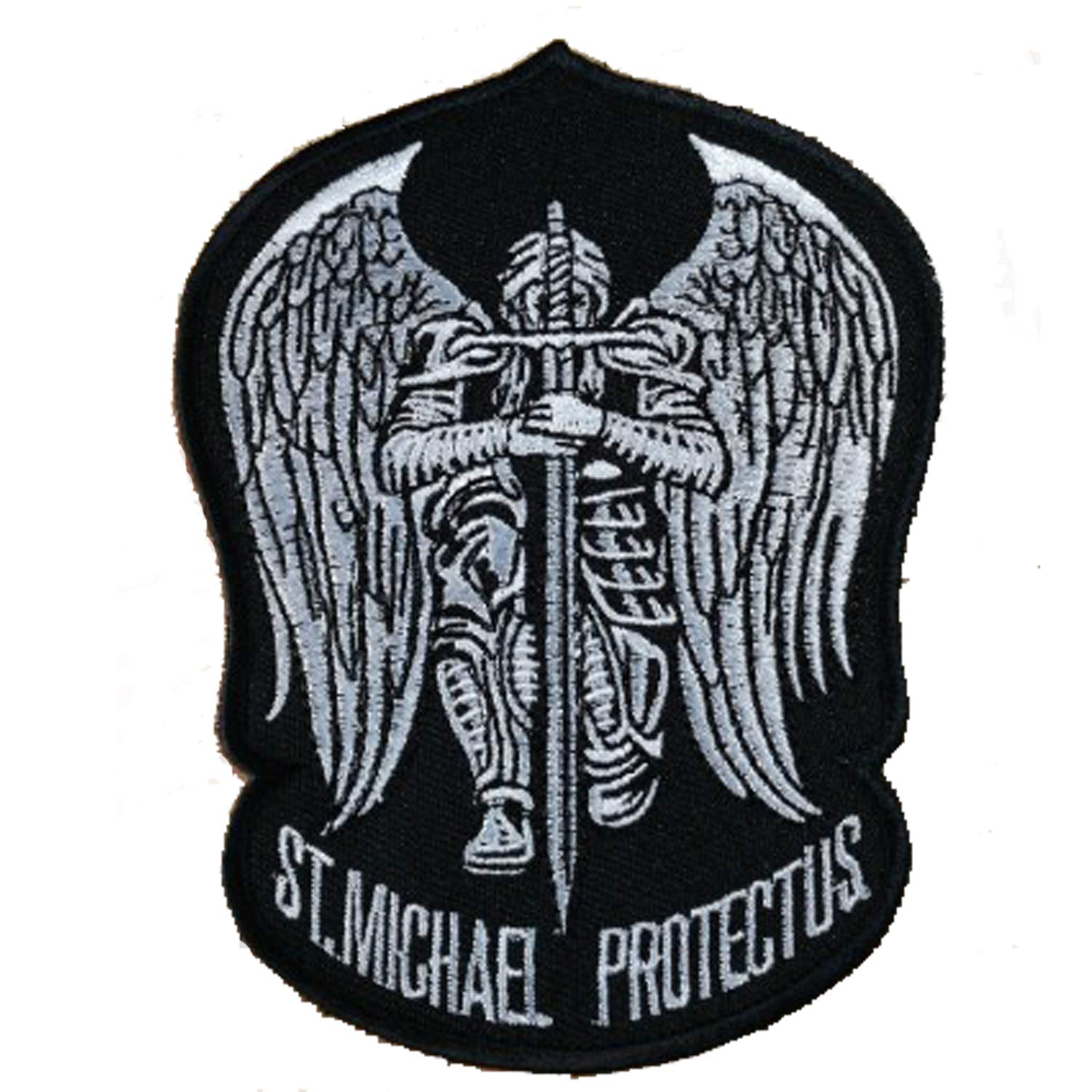 St. Saint Michael Protect Us Embroidered Patch Tactical Military Army Operator Patches with Hook and Loop Fasteners Backing 3.54 x 4.72 inches - Image 2