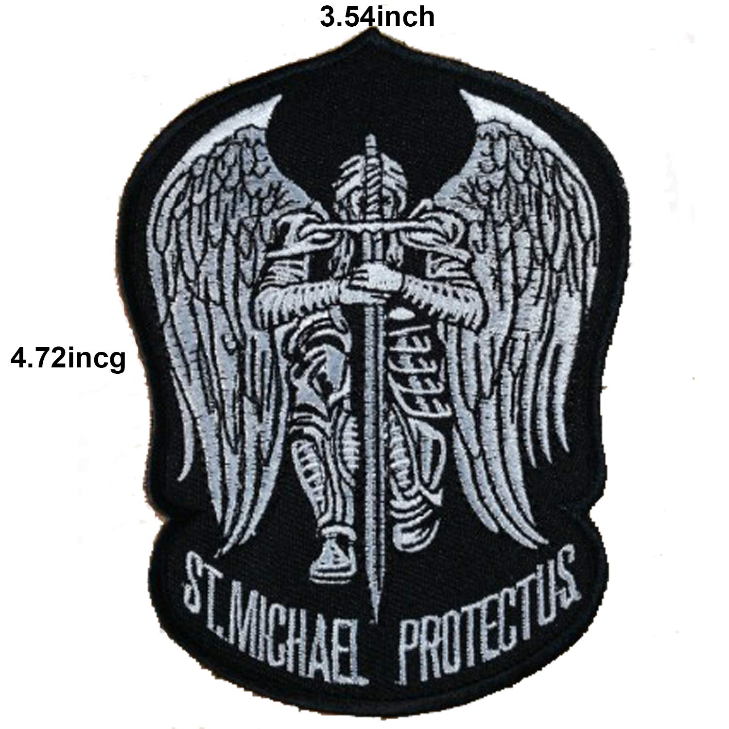 St. Saint Michael Protect Us Embroidered Patch Tactical Military Army Operator Patches with Hook and Loop Fasteners Backing 3.54 x 4.72 inches - Image 3