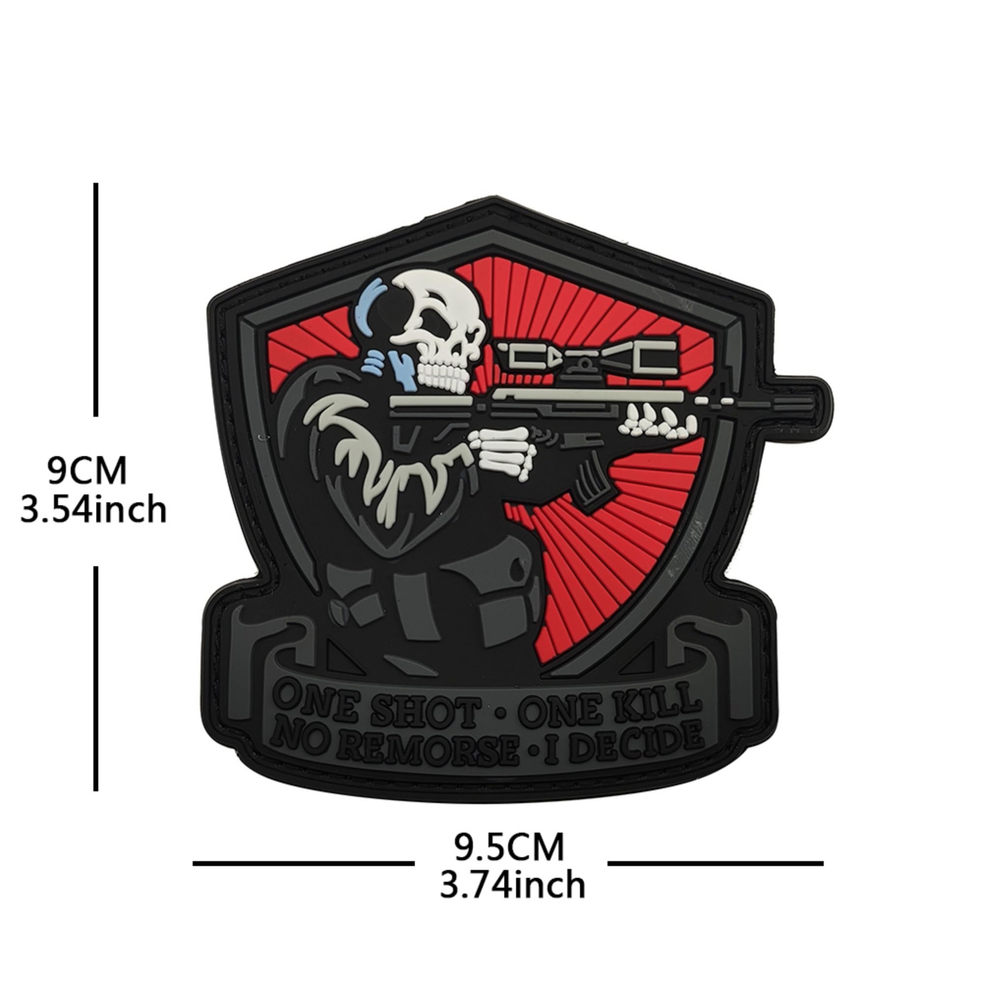 Straight Shot Killer Thrill Tactical Military Skull PVC Morale Patches Decorative Appliques, Hook and Loop Backing, Black and Red Design, 2-Pack - Image 3