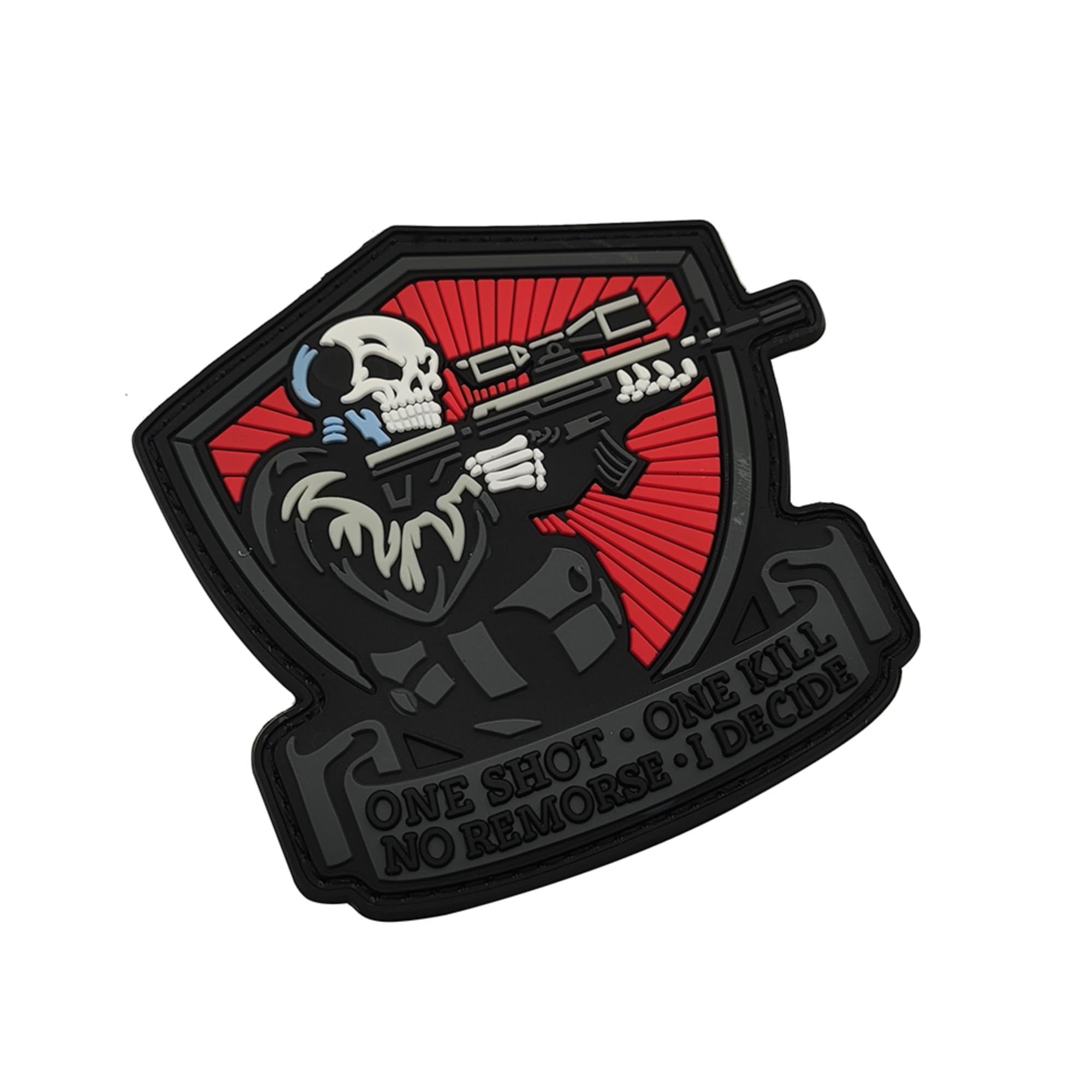 Straight Shot Killer Thrill Tactical Military Skull PVC Morale Patches Decorative Appliques, Hook and Loop Backing, Black and Red Design, 2-Pack - Image 7