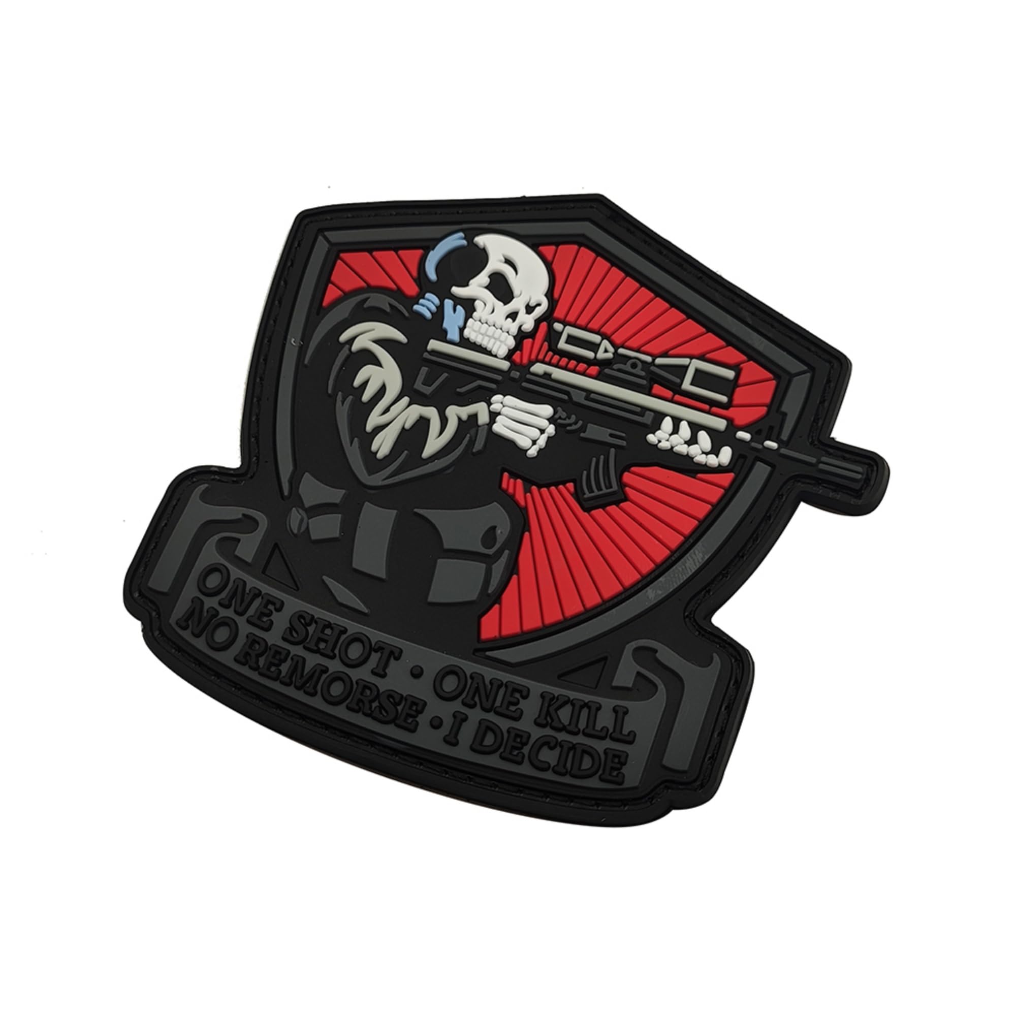 Straight Shot Killer Thrill Tactical Military Skull PVC Morale Patches Decorative Appliques, Hook and Loop Backing, Black and Red Design, 2-Pack - Image 8