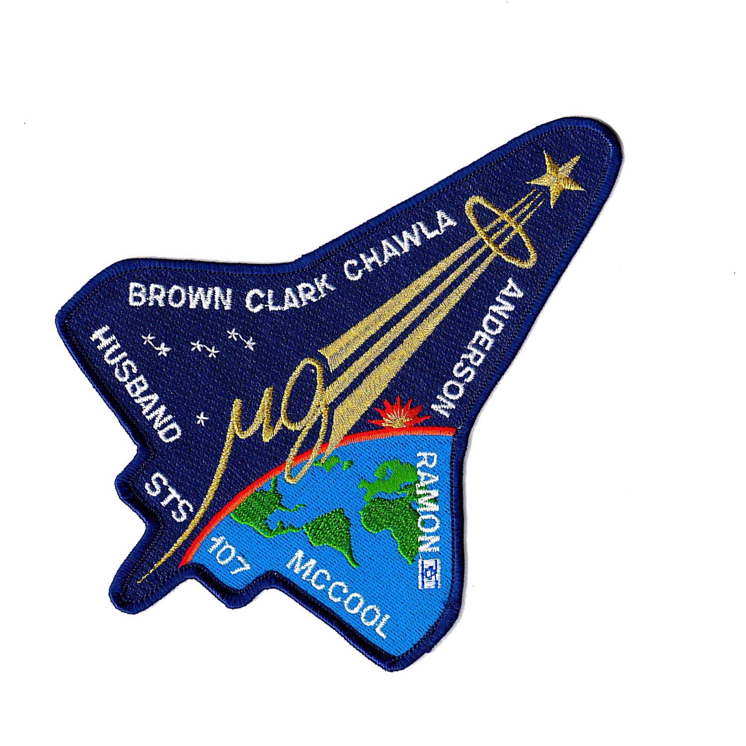 STS-107 Mission Patch Space Shuttle Columbia Tactical Morale Emblem Badge Applique Fastener Hook & Loop 2.5 x 3.35 inch 2 Pieces - Image 3