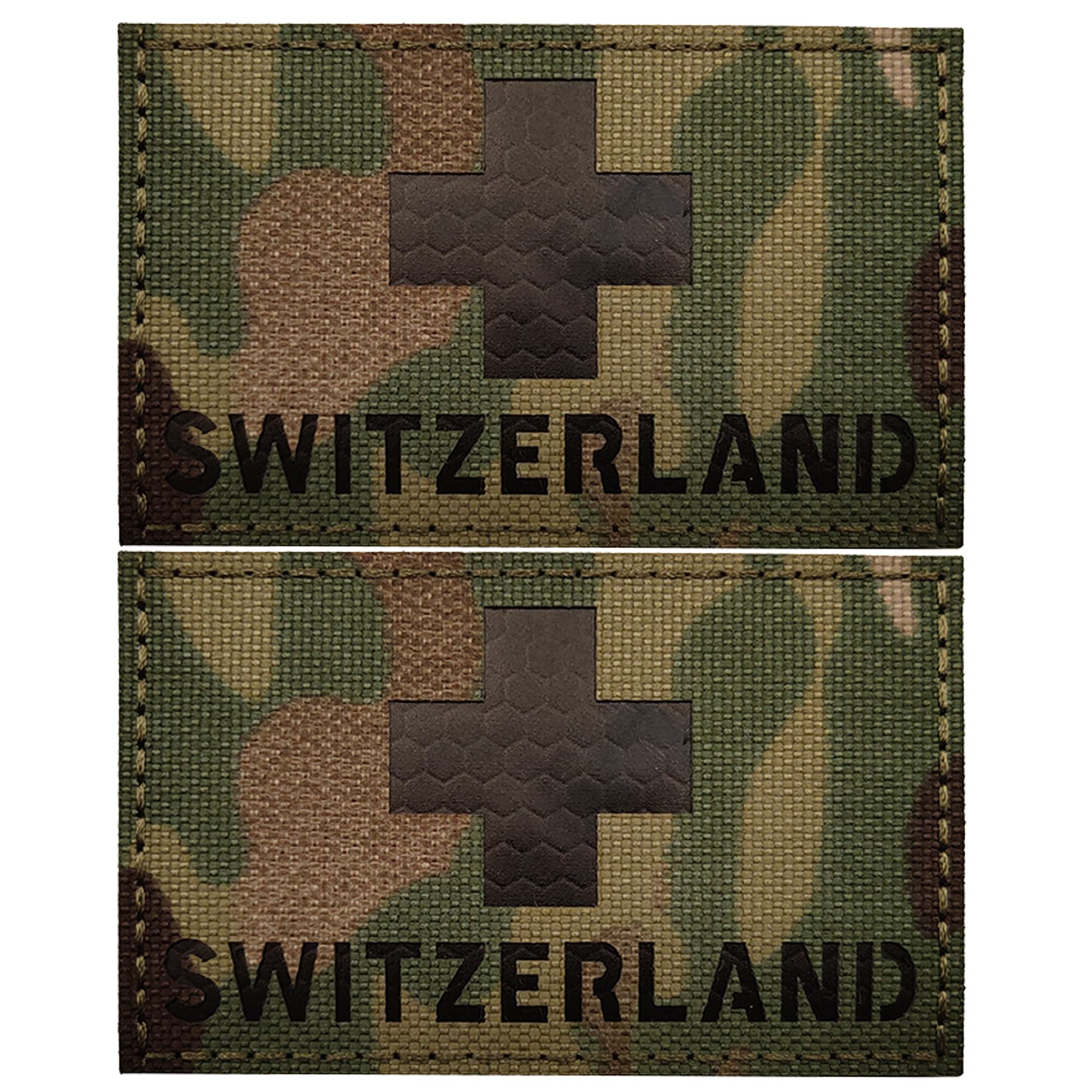 Switzerland Flag IR Infrared Reflective Patches, Swiss Flags Tactical Military Morale Badges Sew On Appliques Hook and Loop Fasteners Attach
