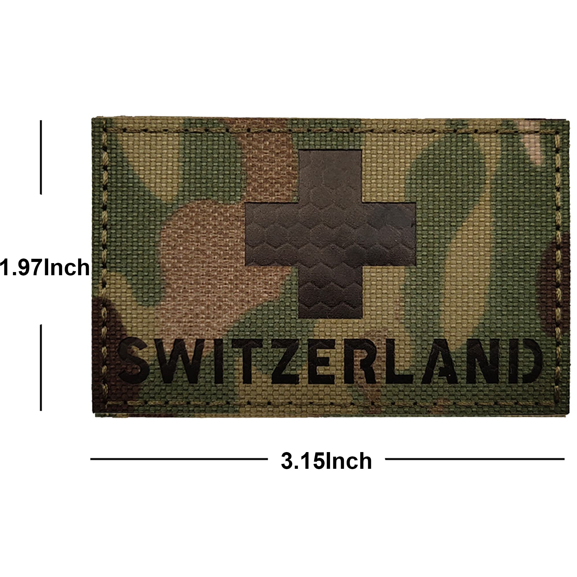 Switzerland Flag IR Infrared Reflective Patches, Swiss Flags Tactical Military Morale Badges Sew On Appliques Hook and Loop Fasteners Attach - Image 3