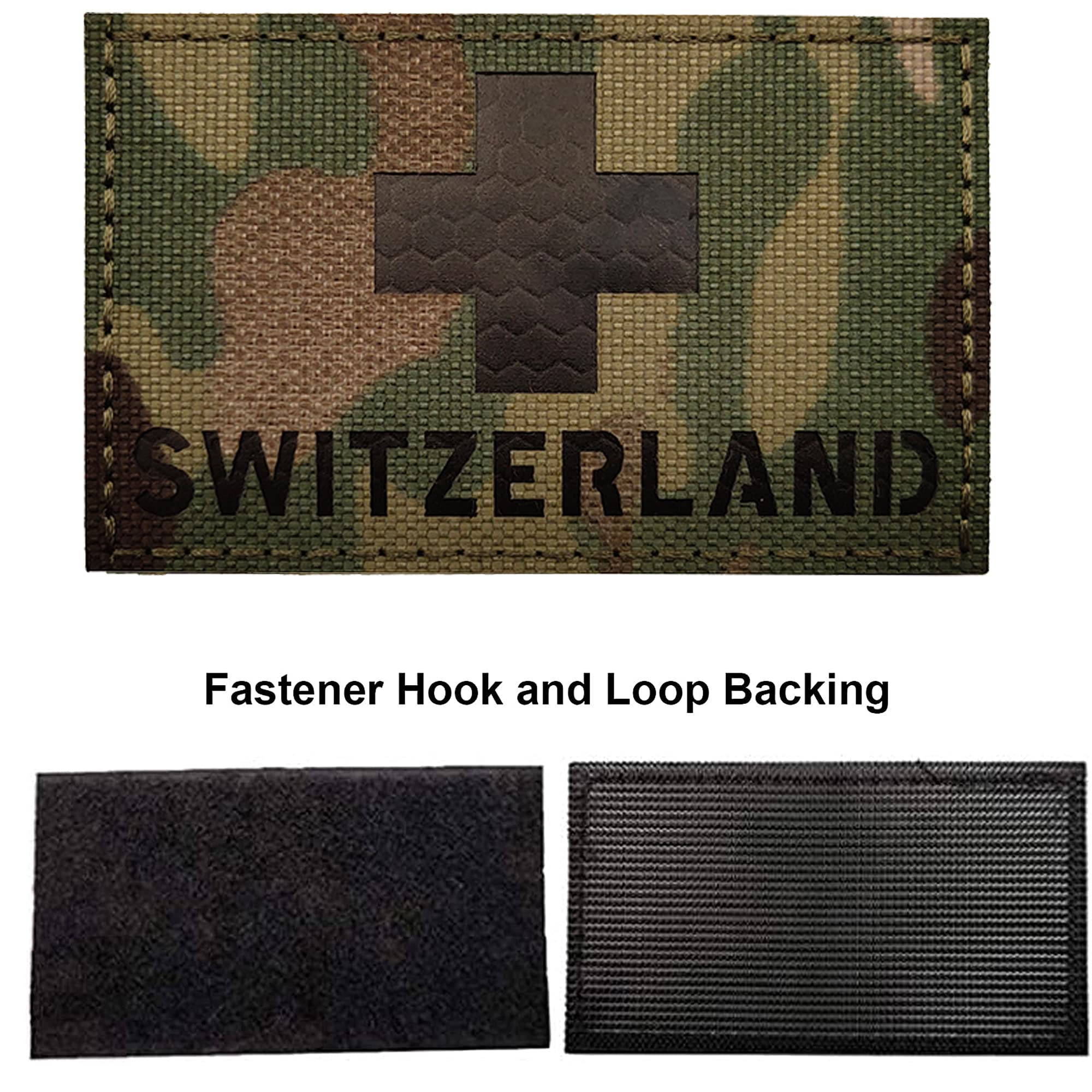 Switzerland Flag IR Infrared Reflective Patches, Swiss Flags Tactical Military Morale Badges Sew On Appliques Hook and Loop Fasteners Attach - Image 4