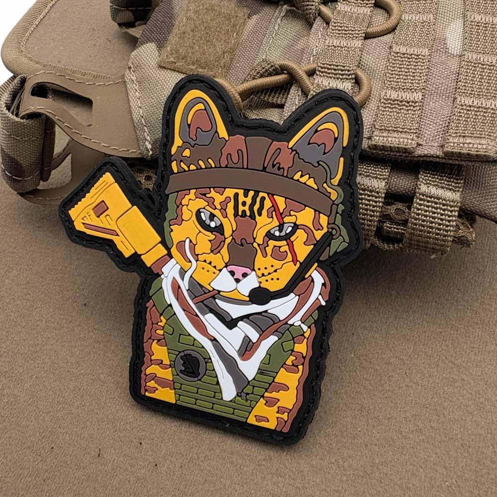Tactical Cat PVC Morale Patch, Glow in Dark, Rifle Design, Camouflage Body Armor, Hook Backing, 3.35 x 3.11 Inches - Image 6