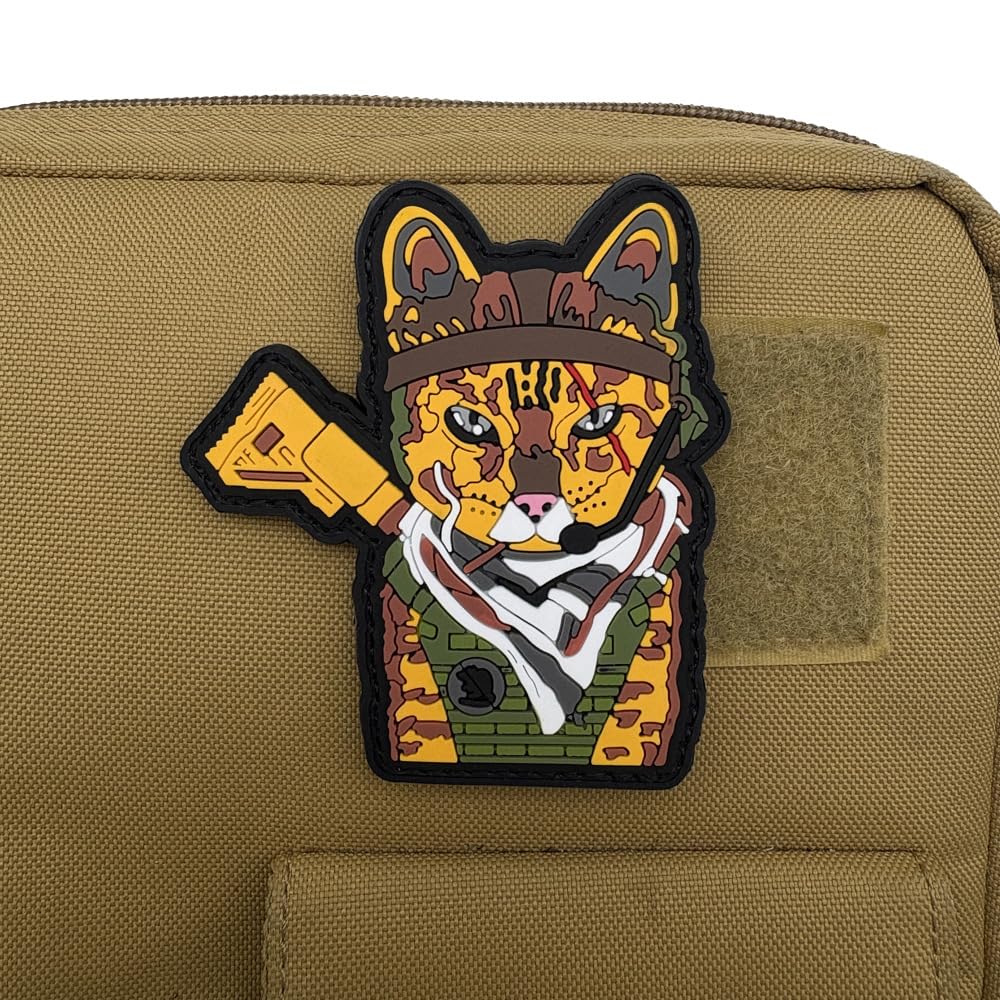 Tactical Cat PVC Morale Patch, Glow in Dark, Rifle Design, Camouflage Body Armor, Hook Backing, 3.35 x 3.11 Inches - Image 7