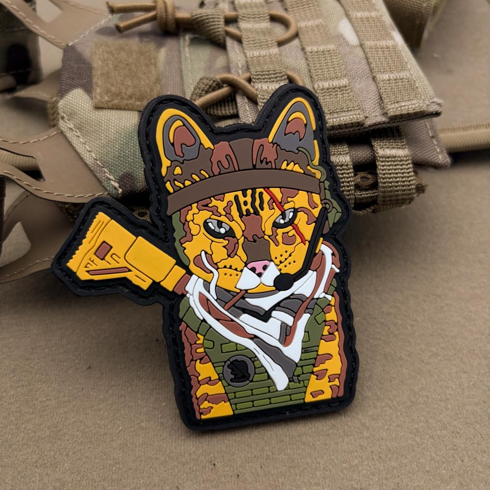 Tactical Cat PVC Morale Patch, Glow in Dark, Rifle Design, Camouflage Body Armor, Hook Backing, 3.35 x 3.11 Inches - Image 8