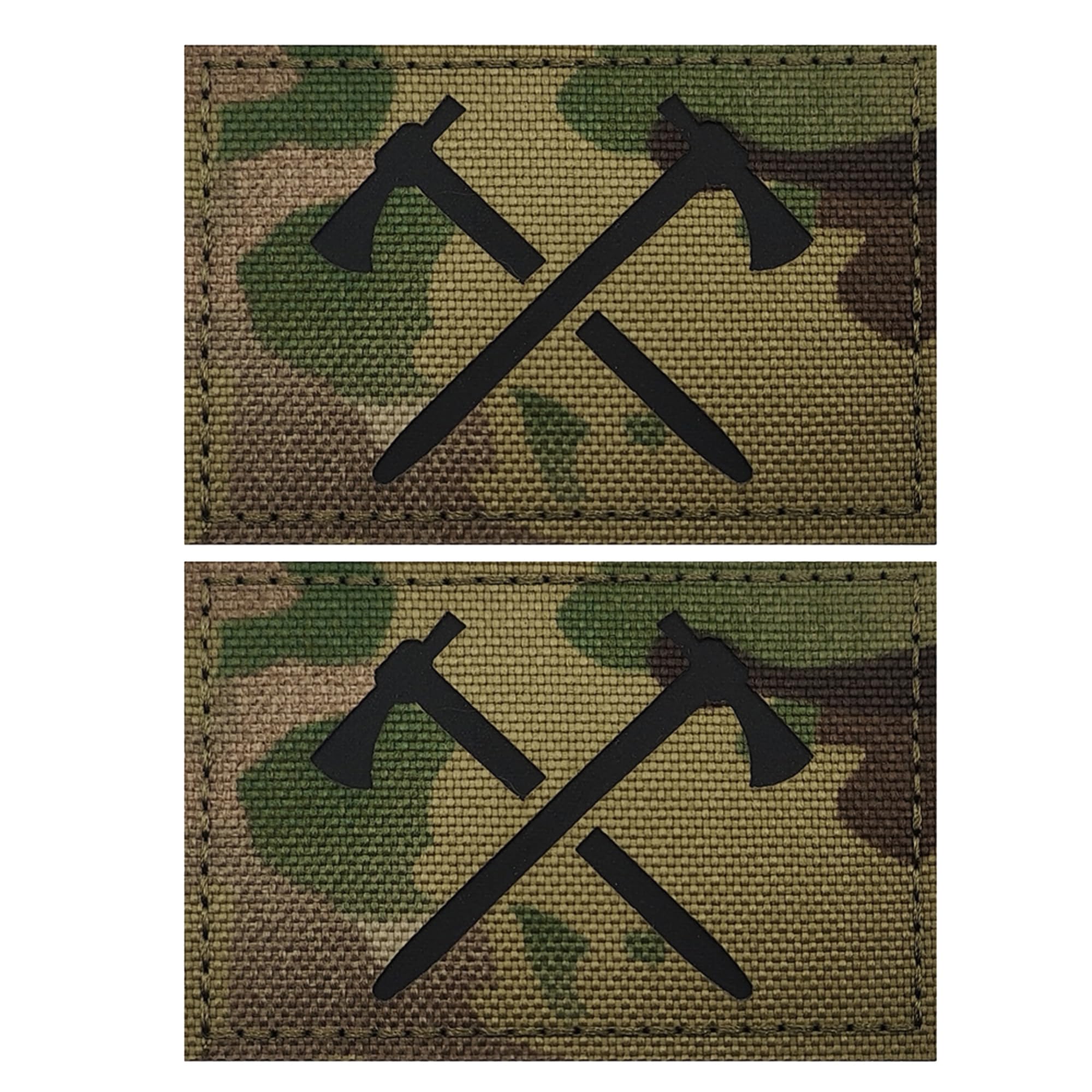 Tactical Crossed Axes Reflective Patch, Military Camouflage Pattern, Hook and Loop Backing, 2.95 x 1.97Inch, 2-Pack