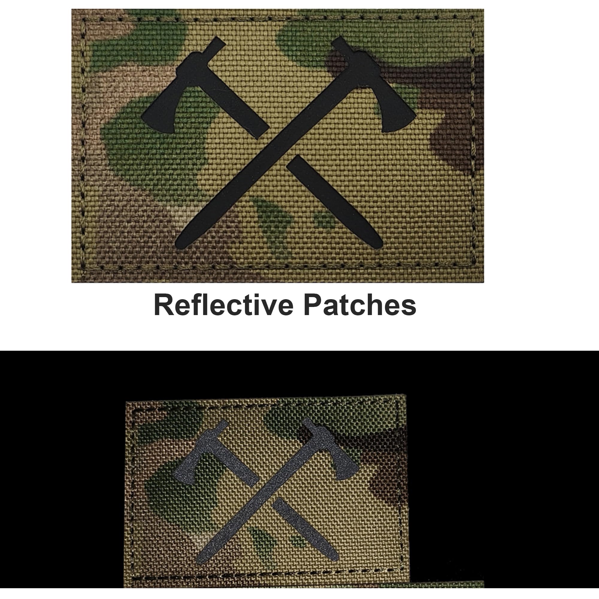 Tactical Crossed Axes Reflective Patch, Military Camouflage Pattern, Hook and Loop Backing, 2.95 x 1.97Inch, 2-Pack - Image 3