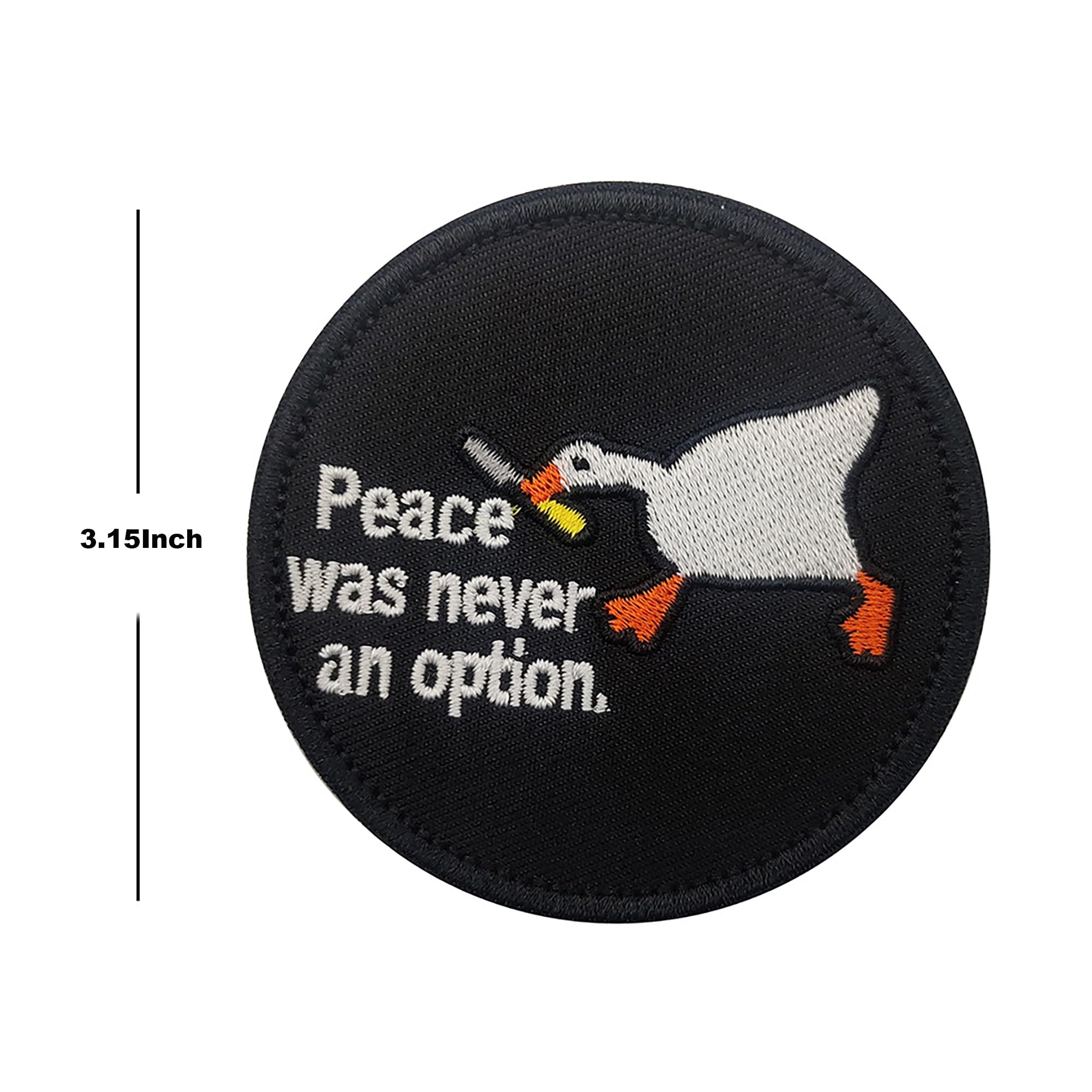 Tactical Embroidered Funny Patch Peace was Never an Option - Cute Duck Bite Knife Patches - Cool Army Goose Meme with Explosive Appliques for Dog Vests, Backpacks, Jackets, Jeans, Hats - Image 4