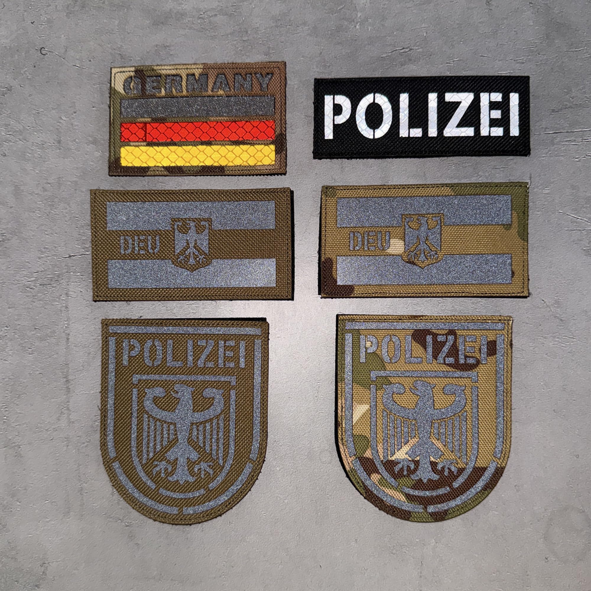 Tactical German Police Patches, Reflective Polizei and Germany Flag Emblem Badge Set with Hook Backing for Clothing, Military Uniform, Vest, Backpack - Image 2