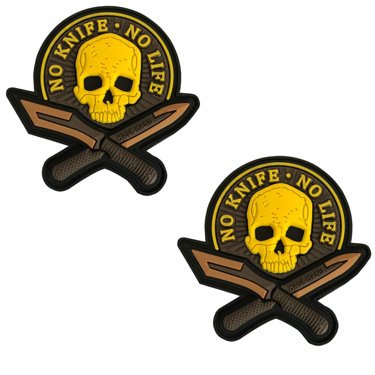 Tactical Military Patches, PVC 3D No Knife No Life Hook Fasteners Patch 2 Inch 2 PCS