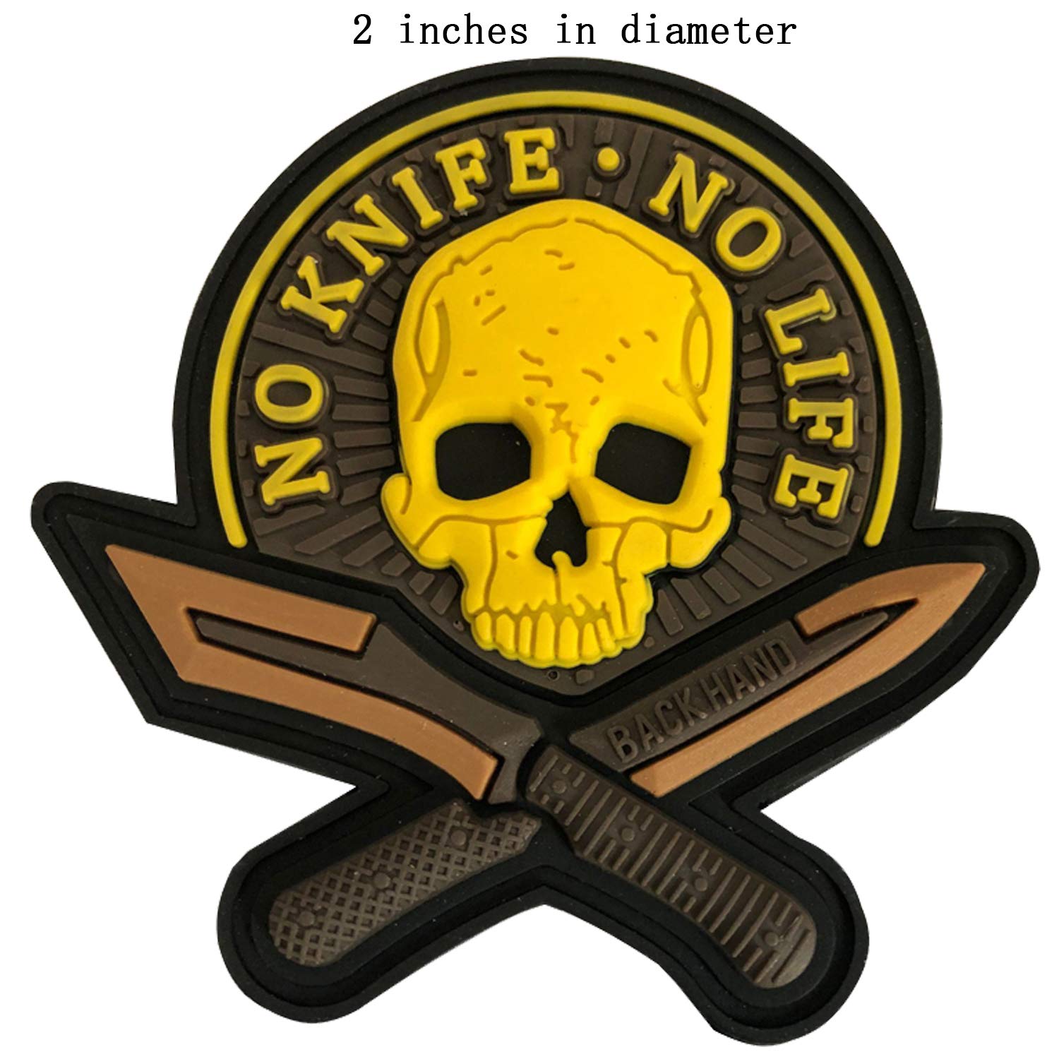 Tactical Military Patches, PVC 3D No Knife No Life Hook Fasteners Patch 2 Inch 2 PCS - Image 2