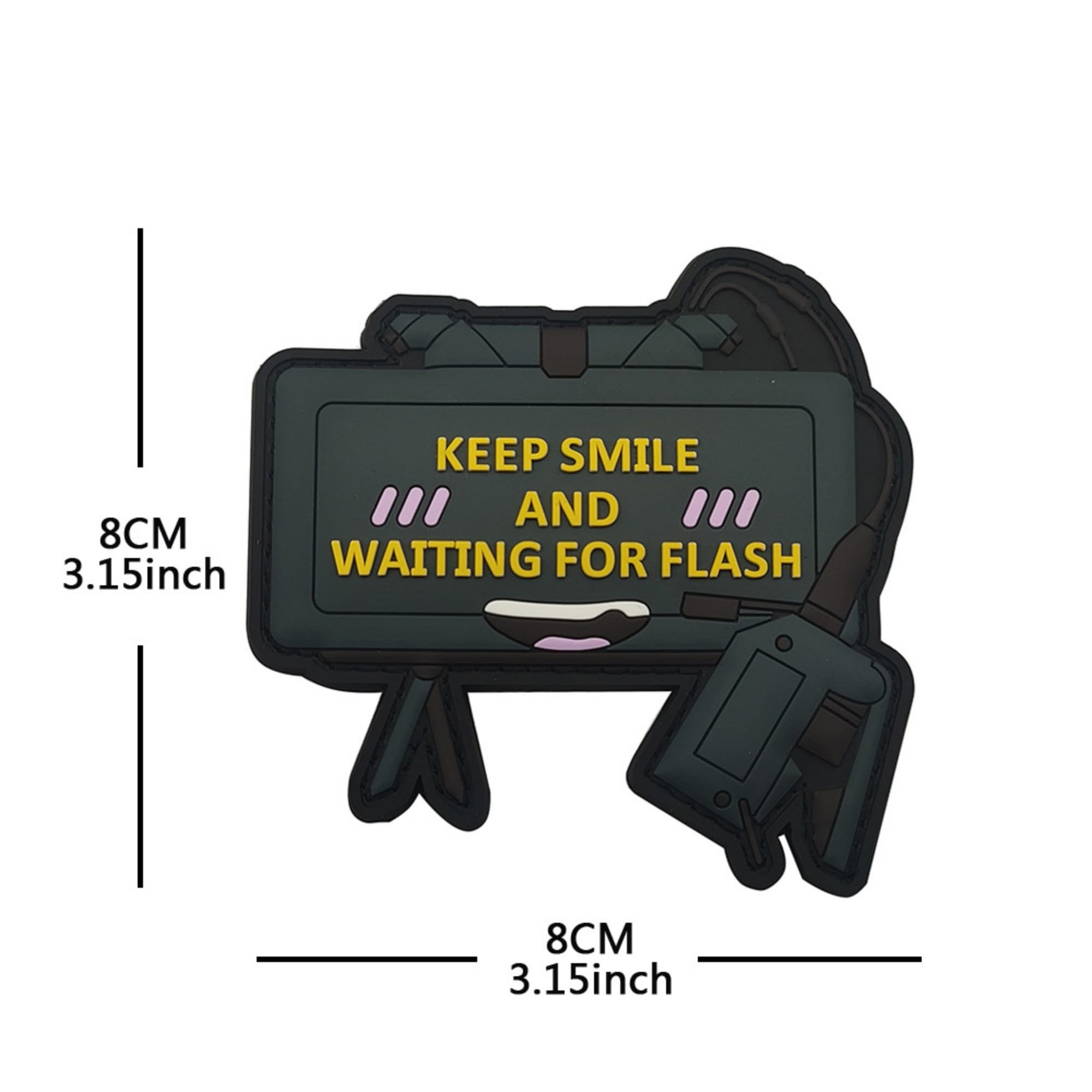 Tactical Morale PVC Patch, Keep Smile and Waiting for Flash Design, Hook and Loop Backing, 3D Rubber Badge, 3.15 x 3.15 inches - Image 2
