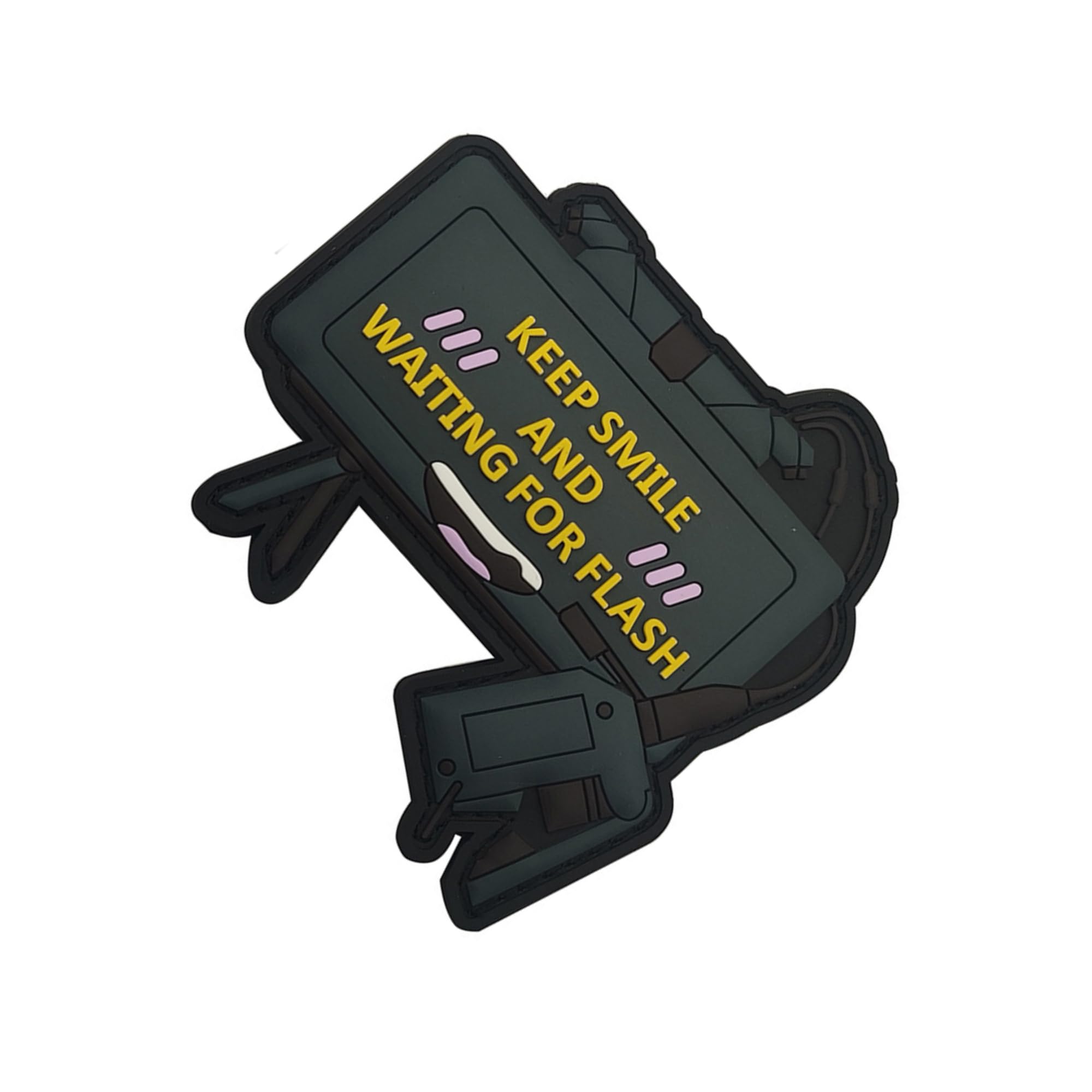 Tactical Morale PVC Patch, Keep Smile and Waiting for Flash Design, Hook and Loop Backing, 3D Rubber Badge, 3.15 x 3.15 inches - Image 4