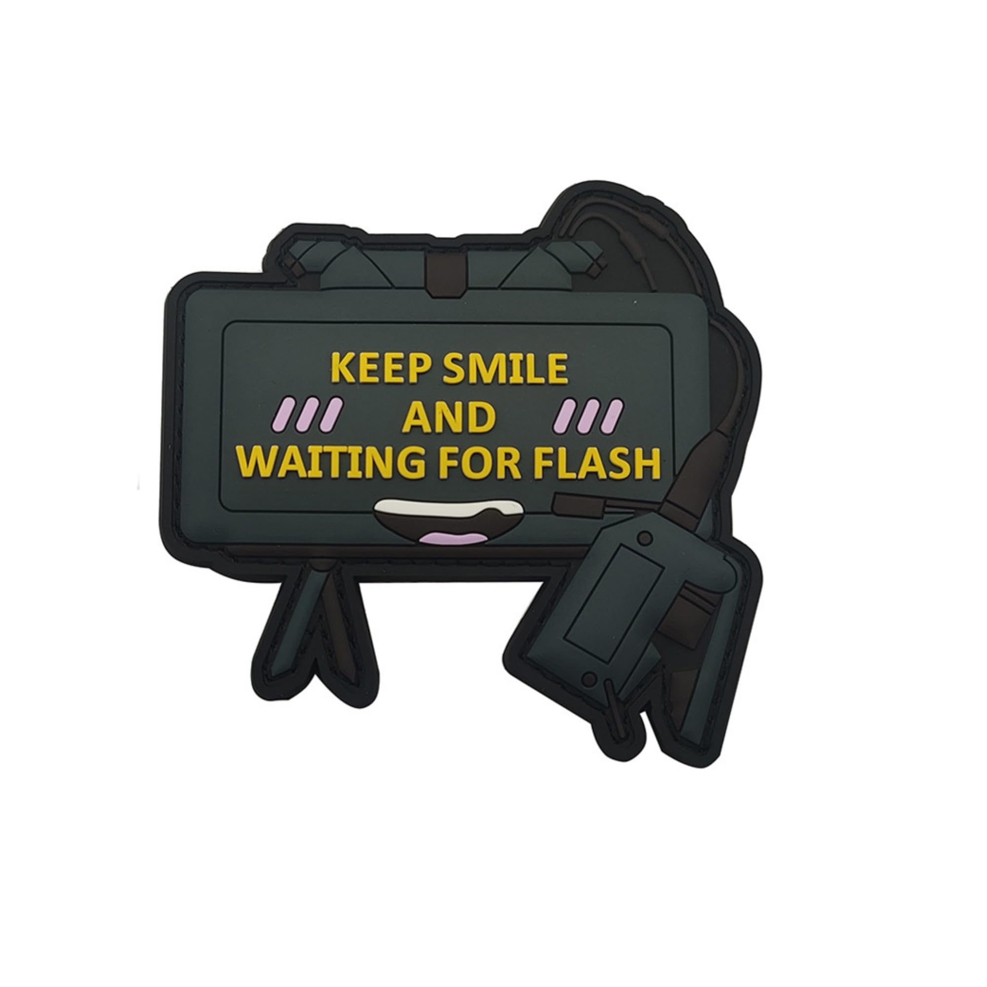 Tactical Morale PVC Patch, Keep Smile and Waiting for Flash Design, Hook and Loop Backing, 3D Rubber Badge, 3.15 x 3.15 inches - Image 5
