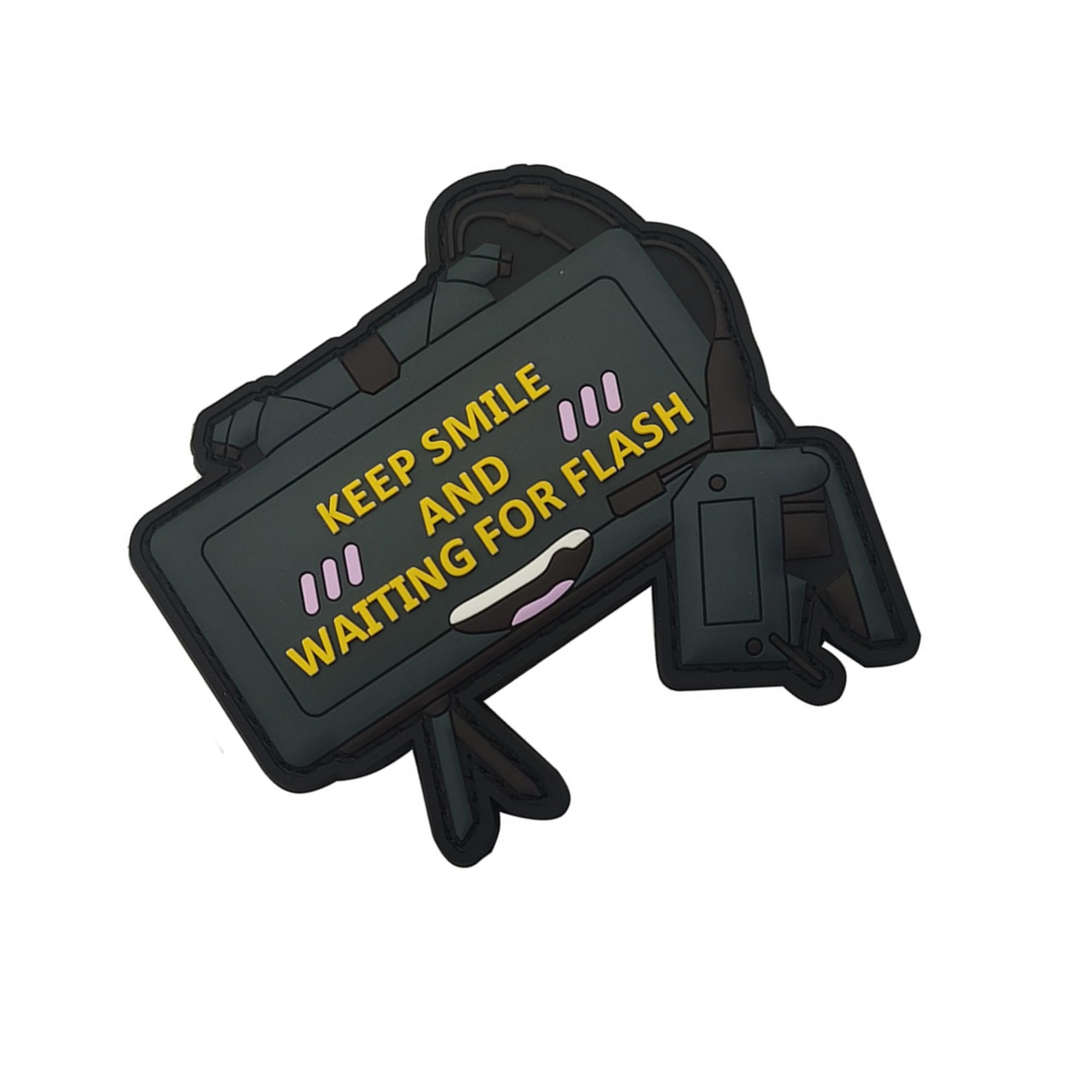 Tactical Morale PVC Patch, Keep Smile and Waiting for Flash Design, Hook and Loop Backing, 3D Rubber Badge, 3.15 x 3.15 inches - Image 6