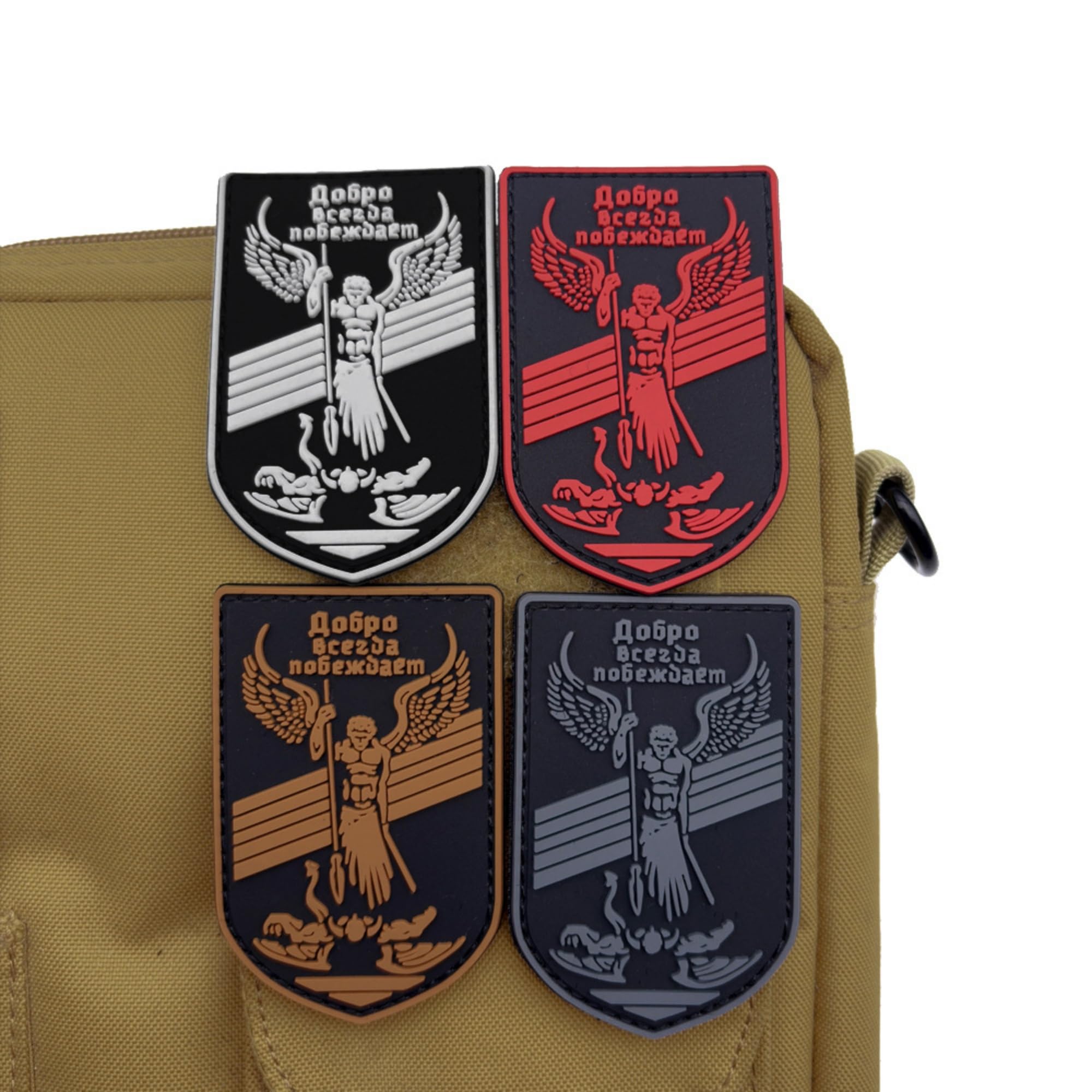 Tactical Morale PVC Shield Patch, Angel Design Armband Badges, 3.15 x 1.97 inch, Hook and Loop Backing - Image 3