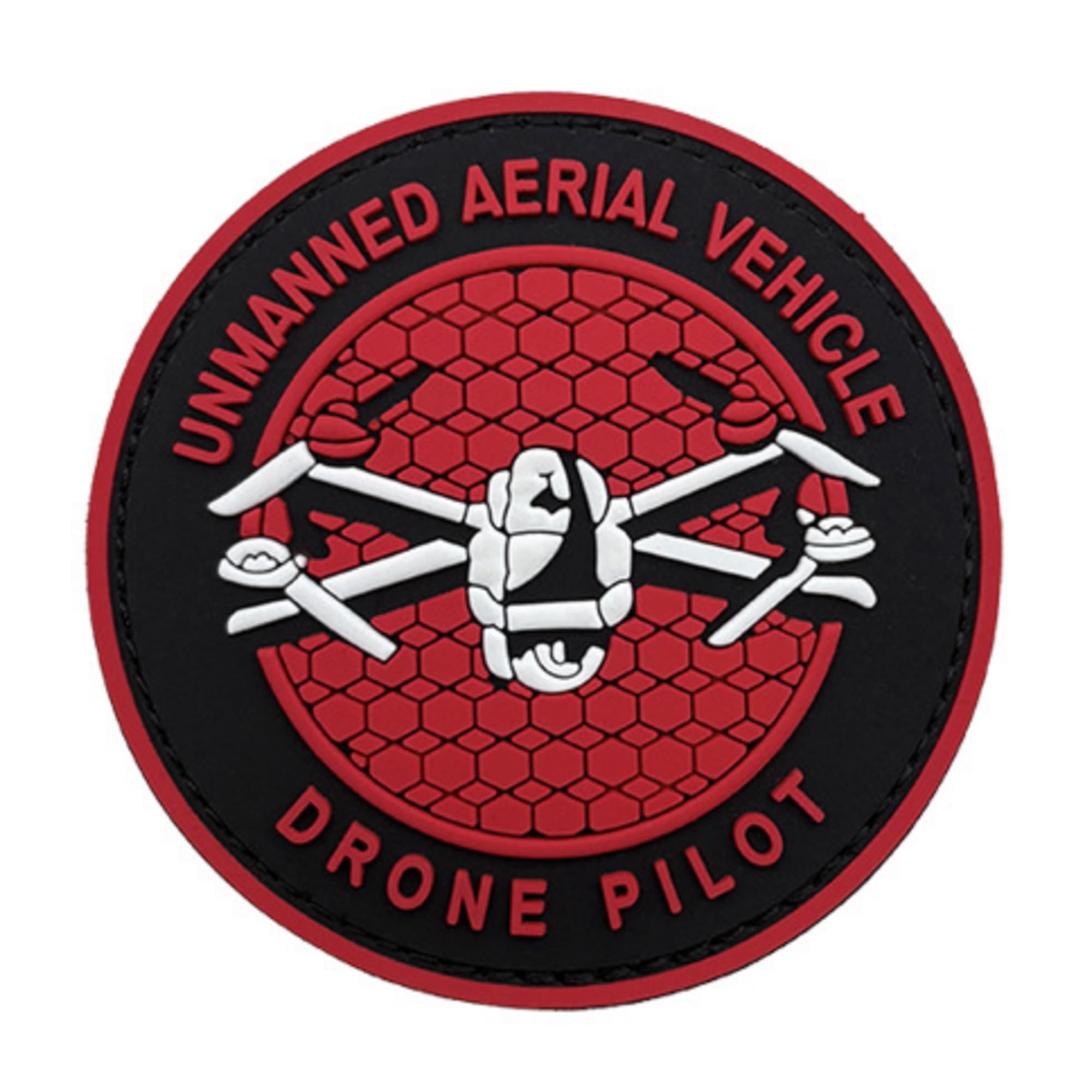 Tactical Noctilucent Drone Pilot Morale Patches, PVC Rubber Glow-in-The-Dark UAV Badges, 3.15 Inch Round Hook and Loop Backing
