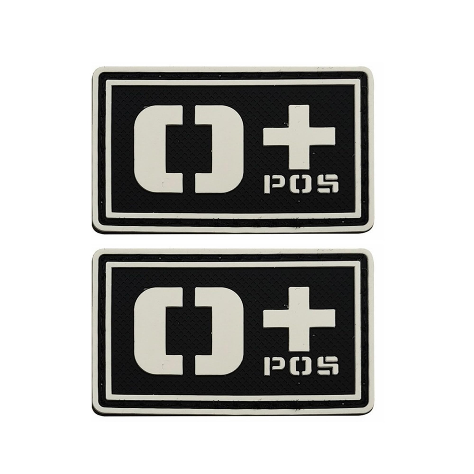 Tactical PVC Blood Type Patch, Glow in the Dark, Hook and Loop, O+ Positive, 1.97 x 1.18 Inch