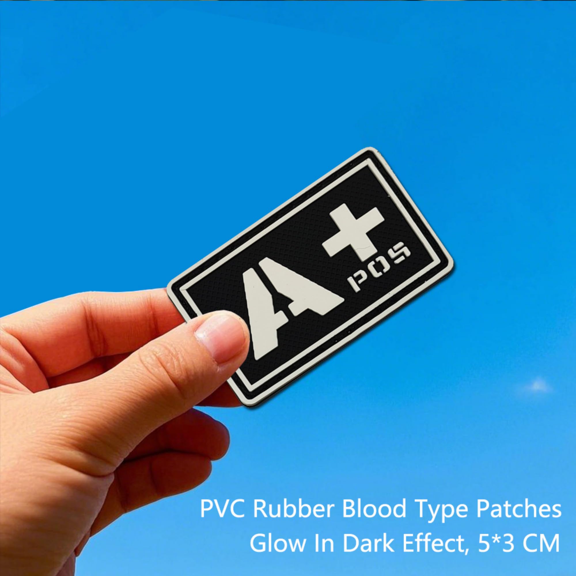 Tactical PVC Blood Type Patch, Glow in the Dark, Hook and Loop, O+ Positive, 1.97 x 1.18 Inch - Image 6