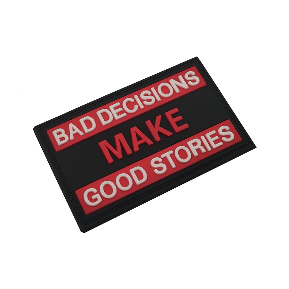 Tactical PVC Morale Patches, Bad Decisions Make Good Stories, 3.15 x 1.97 Inch, Black and Red, Hook and Loop Backing, 2-Pack - Image 5