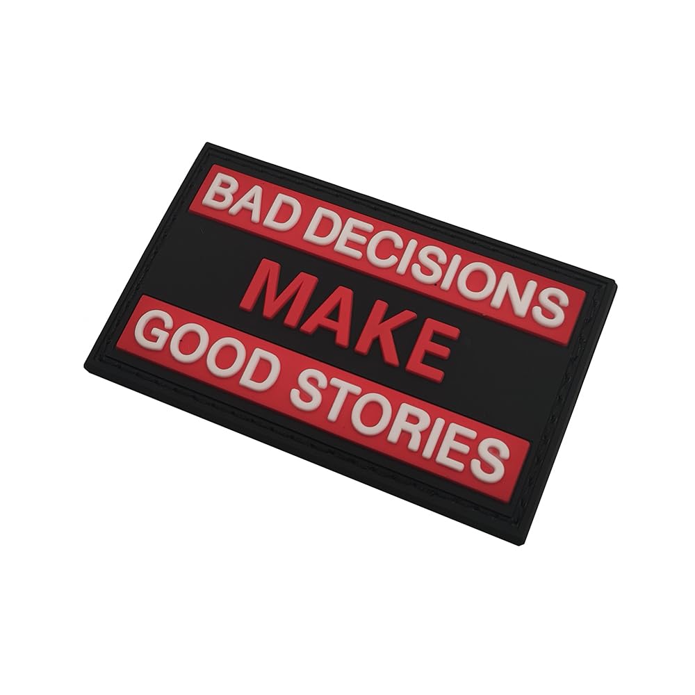 Tactical PVC Morale Patches, Bad Decisions Make Good Stories, 3.15 x 1.97 Inch, Black and Red, Hook and Loop Backing, 2-Pack - Image 7