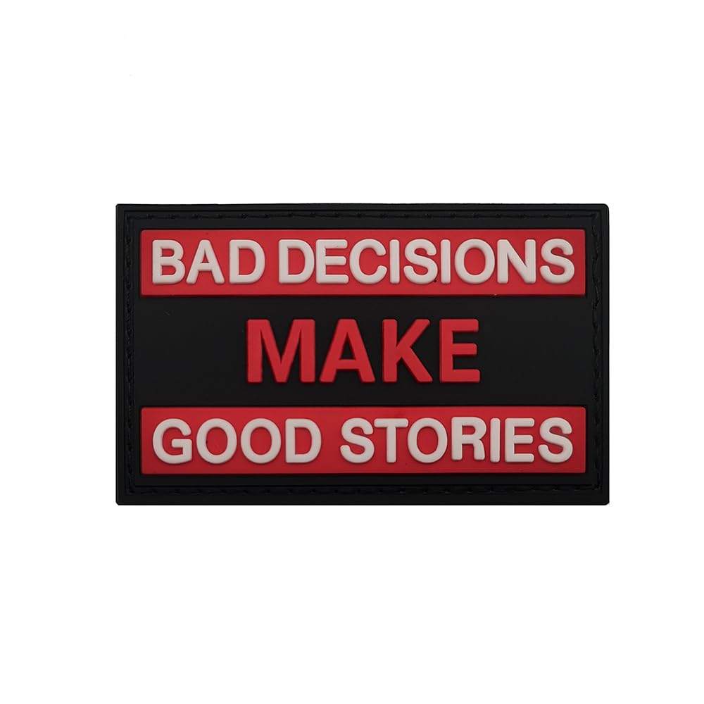 Tactical PVC Morale Patches, Bad Decisions Make Good Stories, 3.15 x 1.97 Inch, Black and Red, Hook and Loop Backing, 2-Pack - Image 8