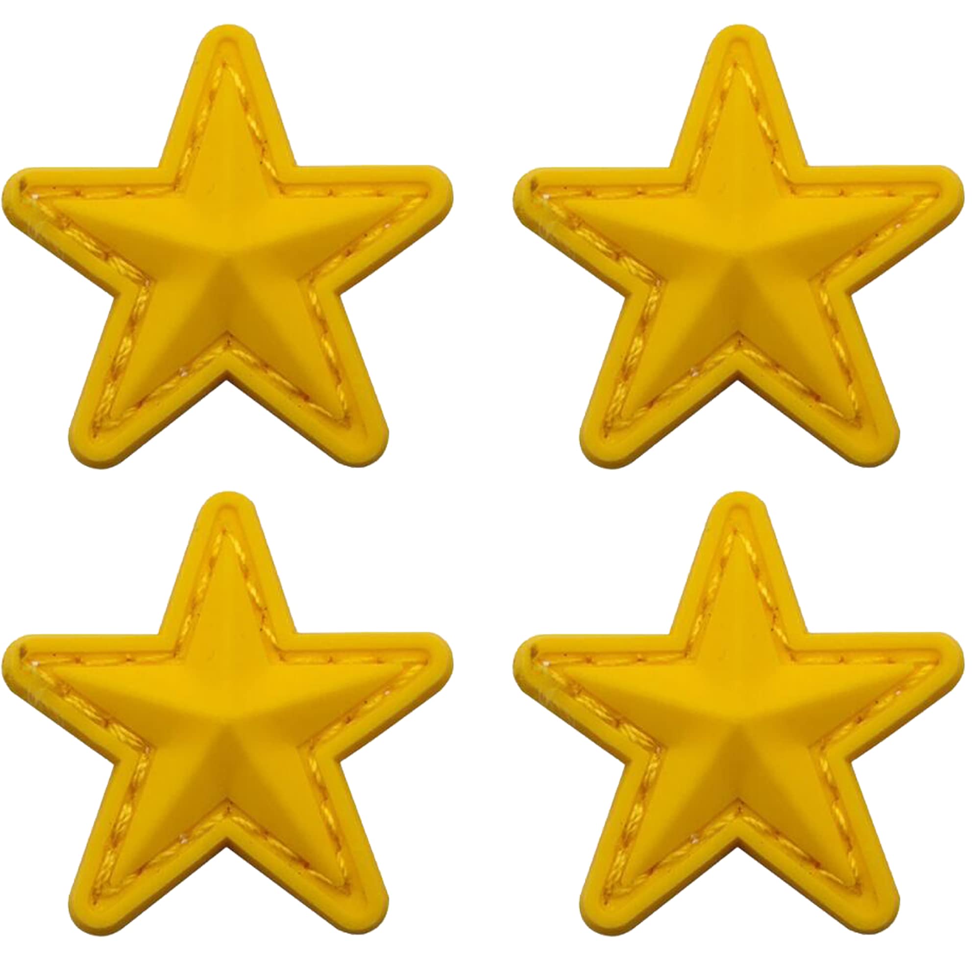Tactical PVC Patch, Yellow Star PVC Morale Patches Appliques Tactical Military Badges, Hook and Loop Fasteners Backing, 1.18 x 1.18 Inch, Bubble of 4 Pieces