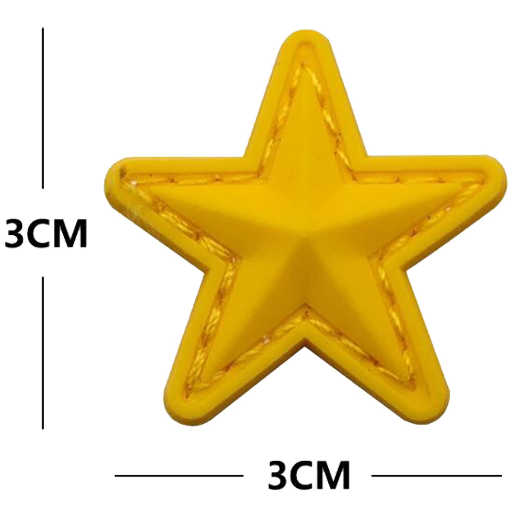 Tactical PVC Patch, Yellow Star PVC Morale Patches Appliques Tactical Military Badges, Hook and Loop Fasteners Backing, 1.18 x 1.18 Inch, Bubble of 4 Pieces - Image 2