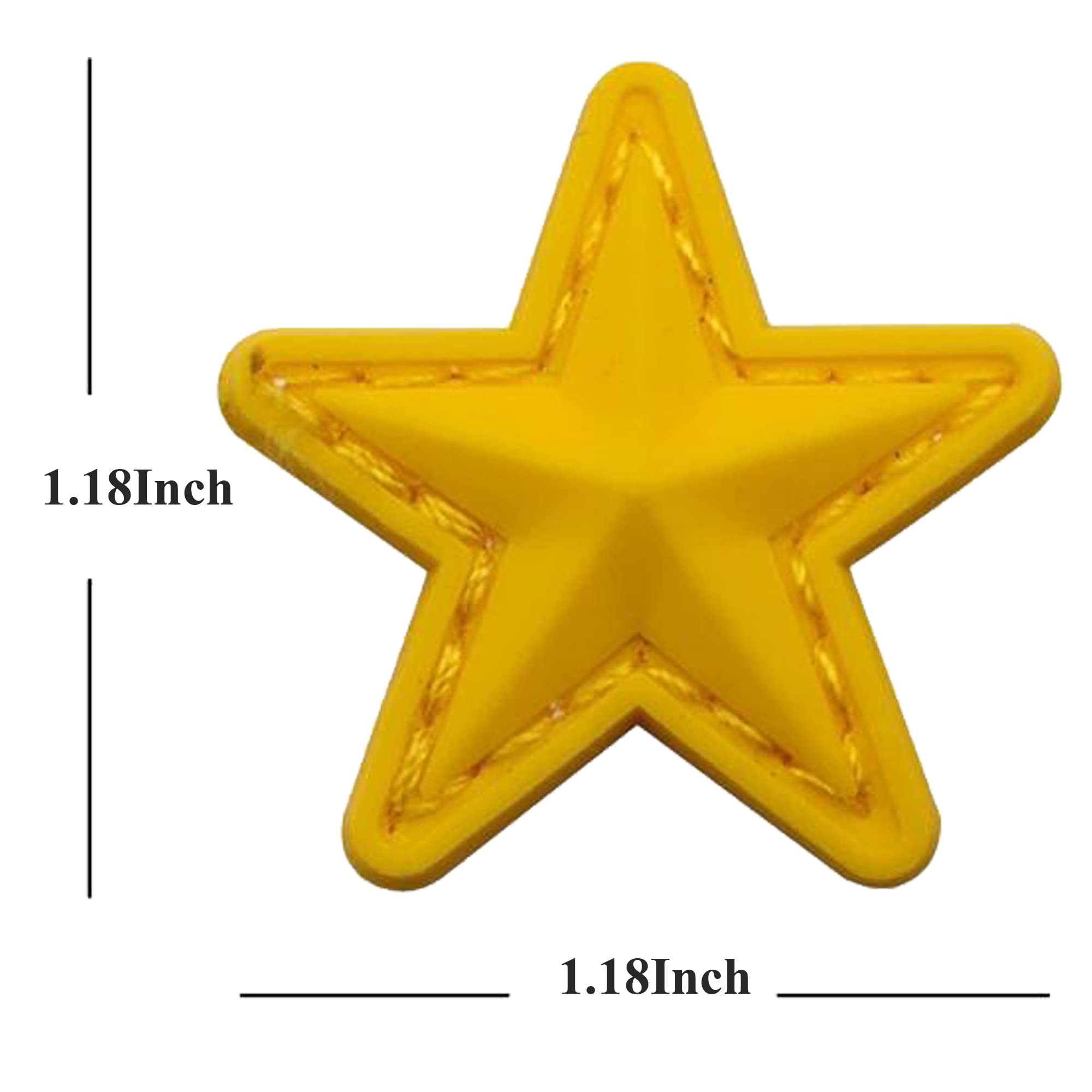 Tactical PVC Patch, Yellow Star PVC Morale Patches Appliques Tactical Military Badges, Hook and Loop Fasteners Backing, 1.18 x 1.18 Inch, Bubble of 4 Pieces - Image 3