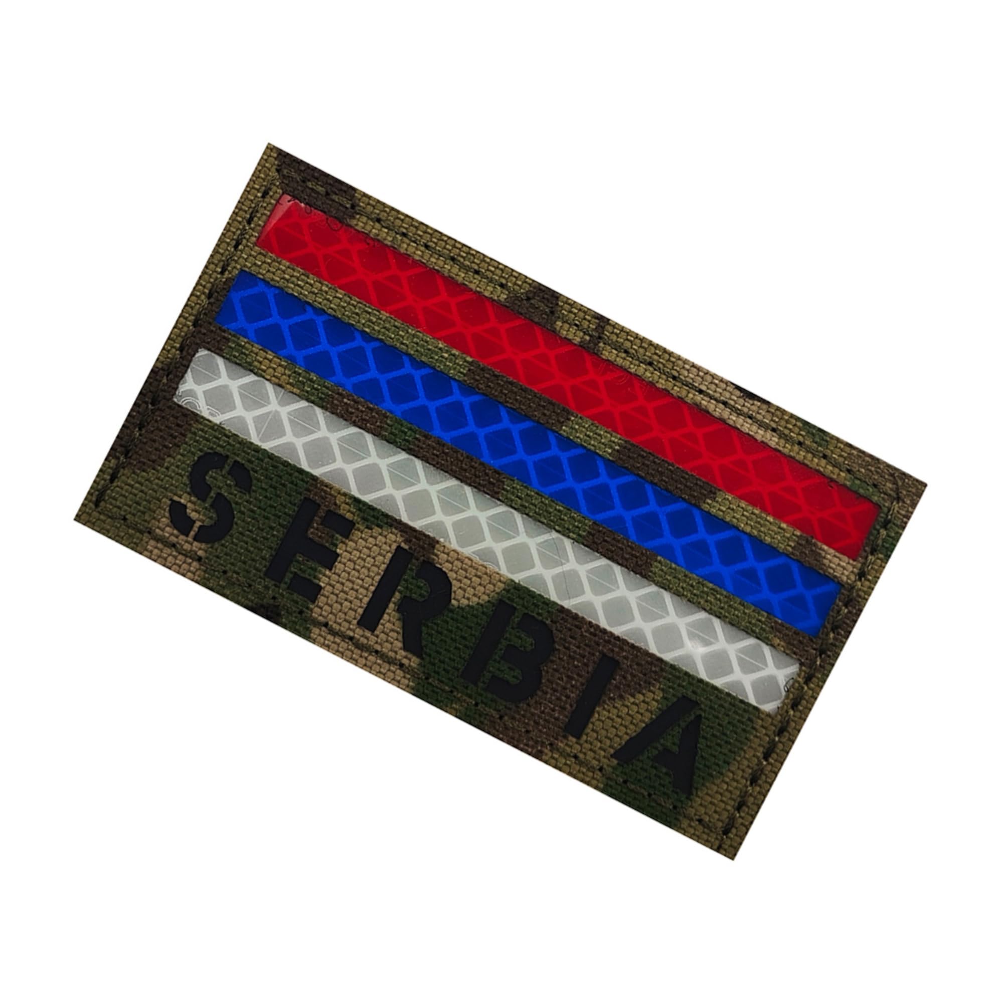 Tactical Serbia Flag Patch, Reflective Red Blue White Stripes, Camouflage Background, Hook and Loop Backing, 3.54 x 1.97Inch Military Emblem Badges - Image 4