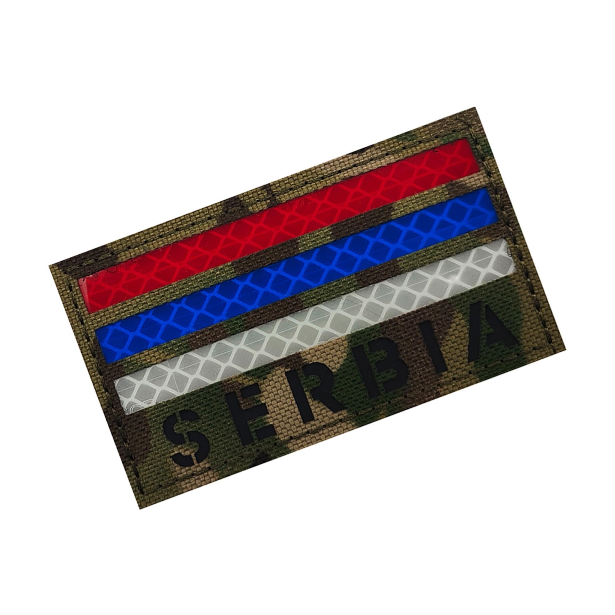 Tactical Serbia Flag Patch, Reflective Red Blue White Stripes, Camouflage Background, Hook and Loop Backing, 3.54 x 1.97Inch Military Emblem Badges - Image 5