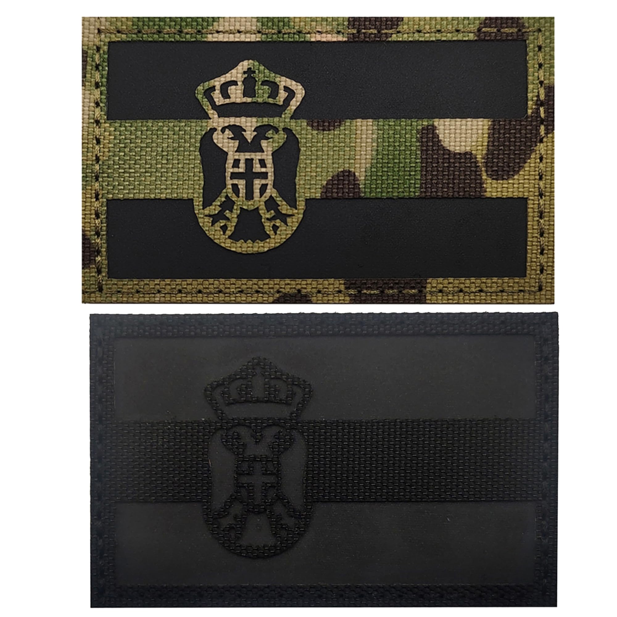 Tactical Serbia Flag Reflective Patch Set, Camouflage and Black, Embroidered Military Patches with Hook and Loop Backing (CP Black) - Image 4
