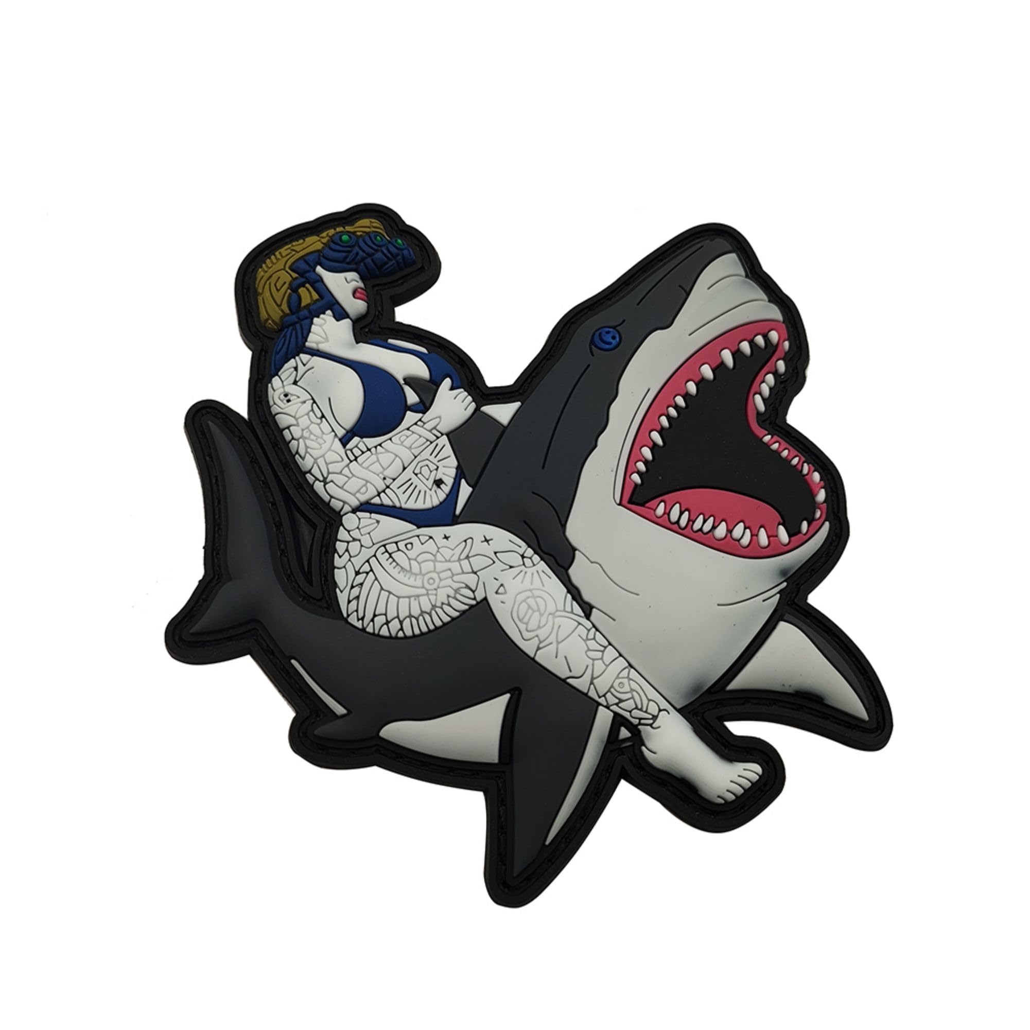 Tactical Shark Rider PVC Patch Decorative Appliques Armband Badges, Glow-in-Dark Female Warrior Night Vision Goggles Design, Hook and Loop Fastener Backing, 4.06 x 4.06Inch, 2-Pack - Image 9