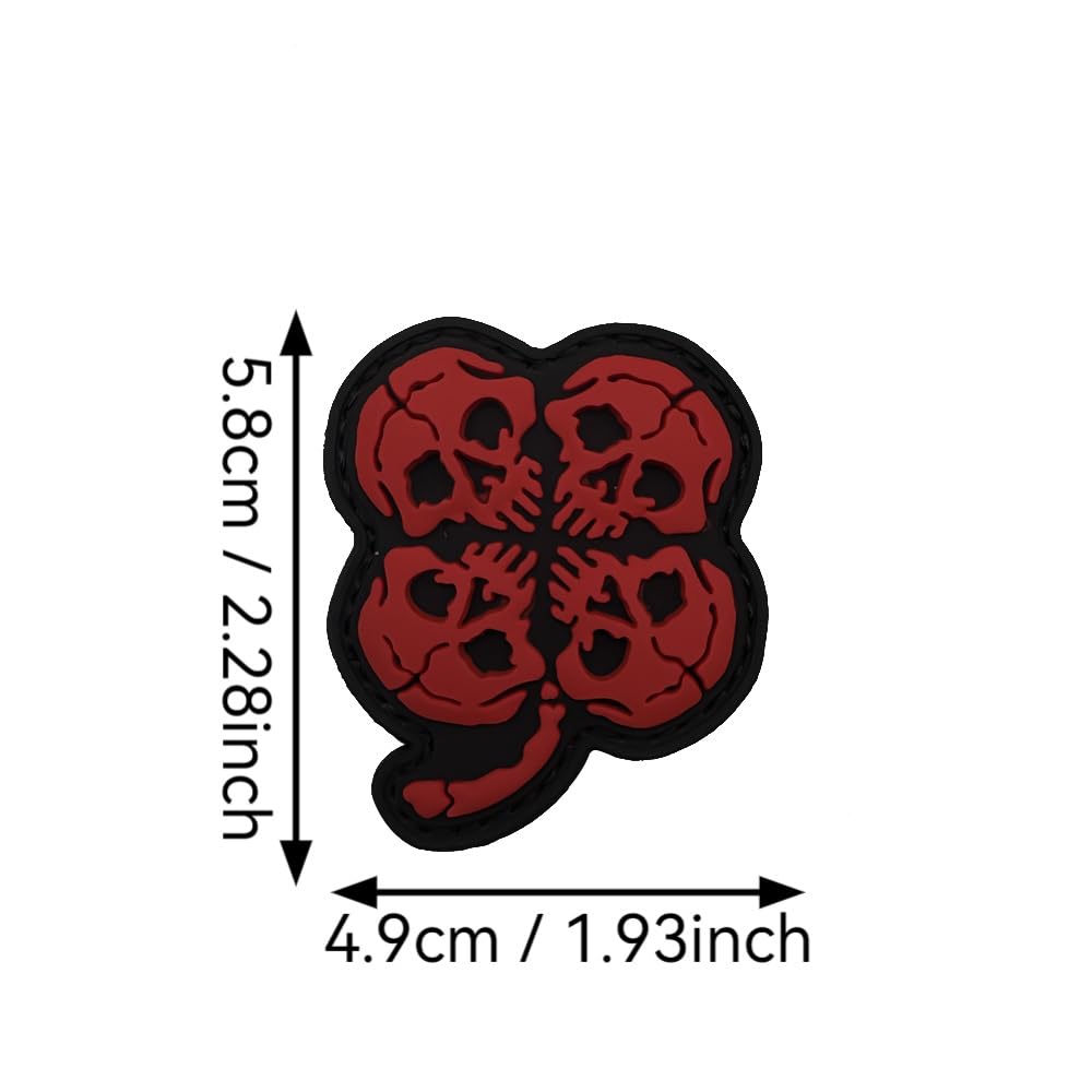 Tactical Skull Clover PVC Morale Patches, Hook and Loop Backing Outdoor Armband Badges, 2.28 x 1.93 Inch - Image 4