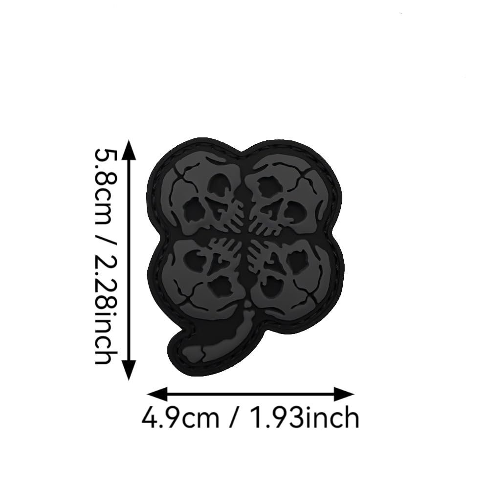 Tactical Skull Clover PVC Morale Patches, Hook and Loop Backing Outdoor Armband Badges, 2.28 x 1.93 Inch - Image 5