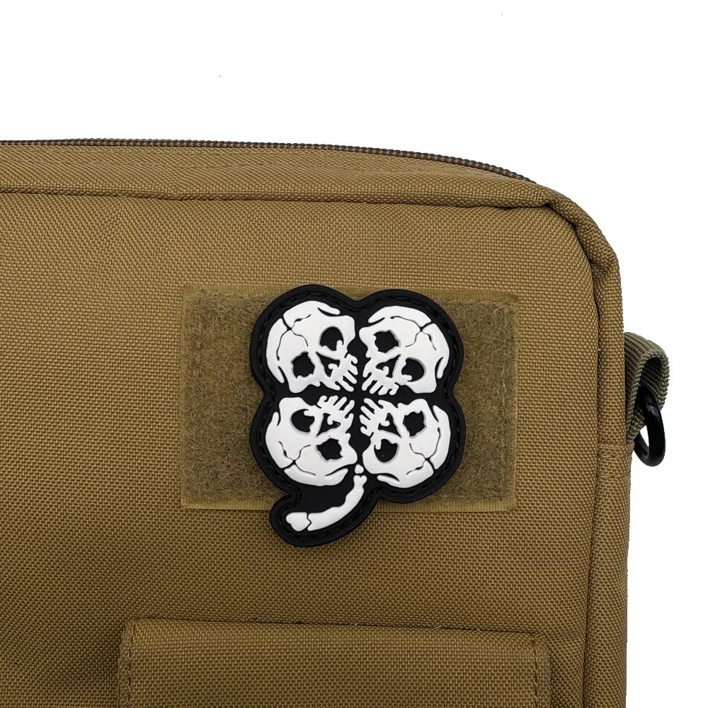Tactical Skull Clover PVC Morale Patches, Hook and Loop Backing Outdoor Armband Badges, 2.28 x 1.93 Inch - Image 9