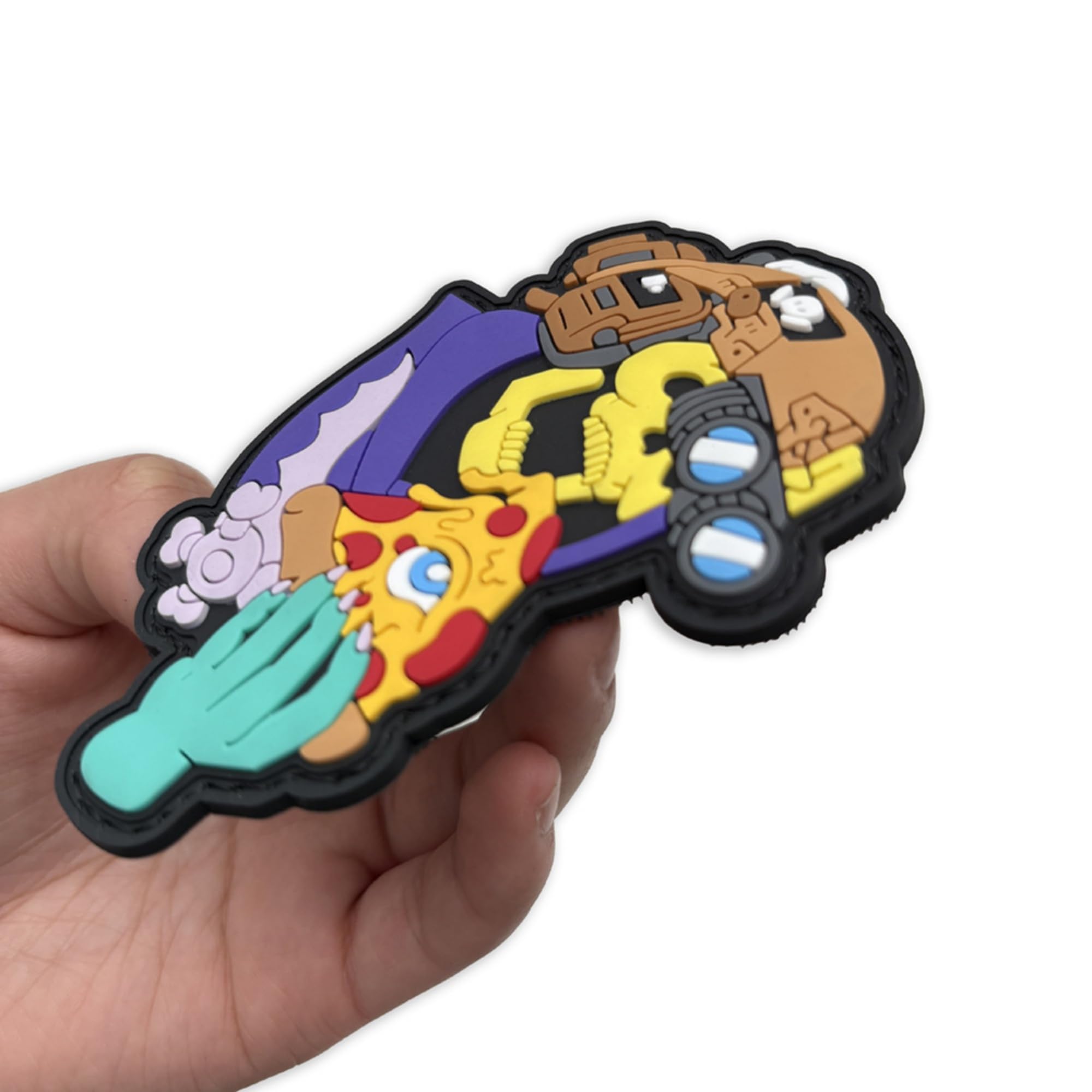 Tactical Skull with Night Vision Goggles Eating Pizza PVC Morale Patches Appliques, Hook and Loop Backing, 2.56 x 3.54 Inch - Image 6