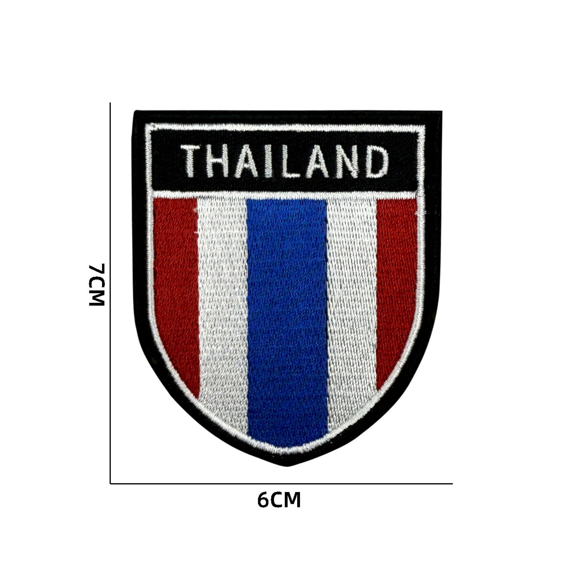 Thailand Flag Embroidered Patch, Military Hook and Loop Badge, Red White Blue Design, Round and Shield Shapes - Image 2