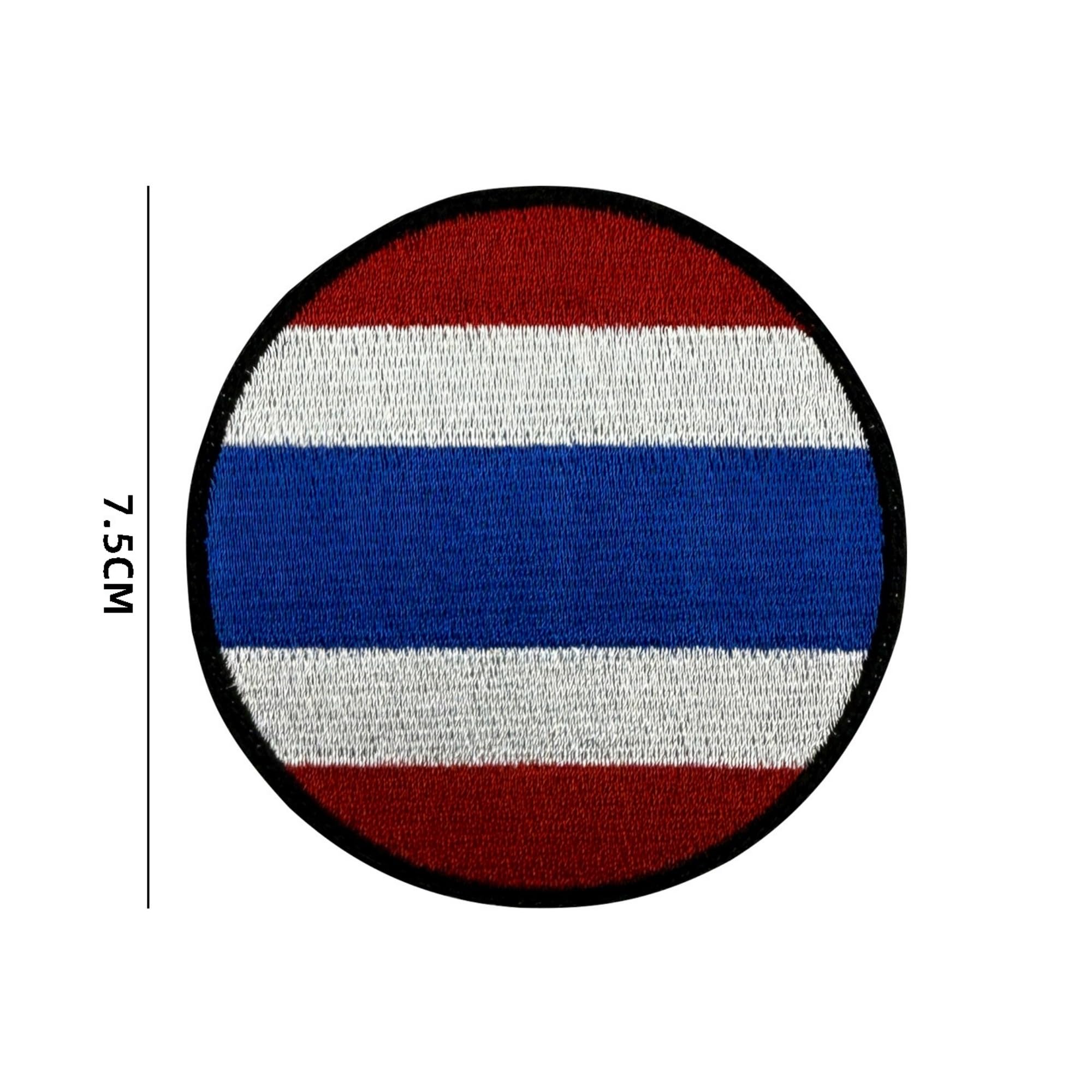 Thailand Flag Embroidered Patch, Military Hook and Loop Badge, Red White Blue Design, Round and Shield Shapes - Image 3
